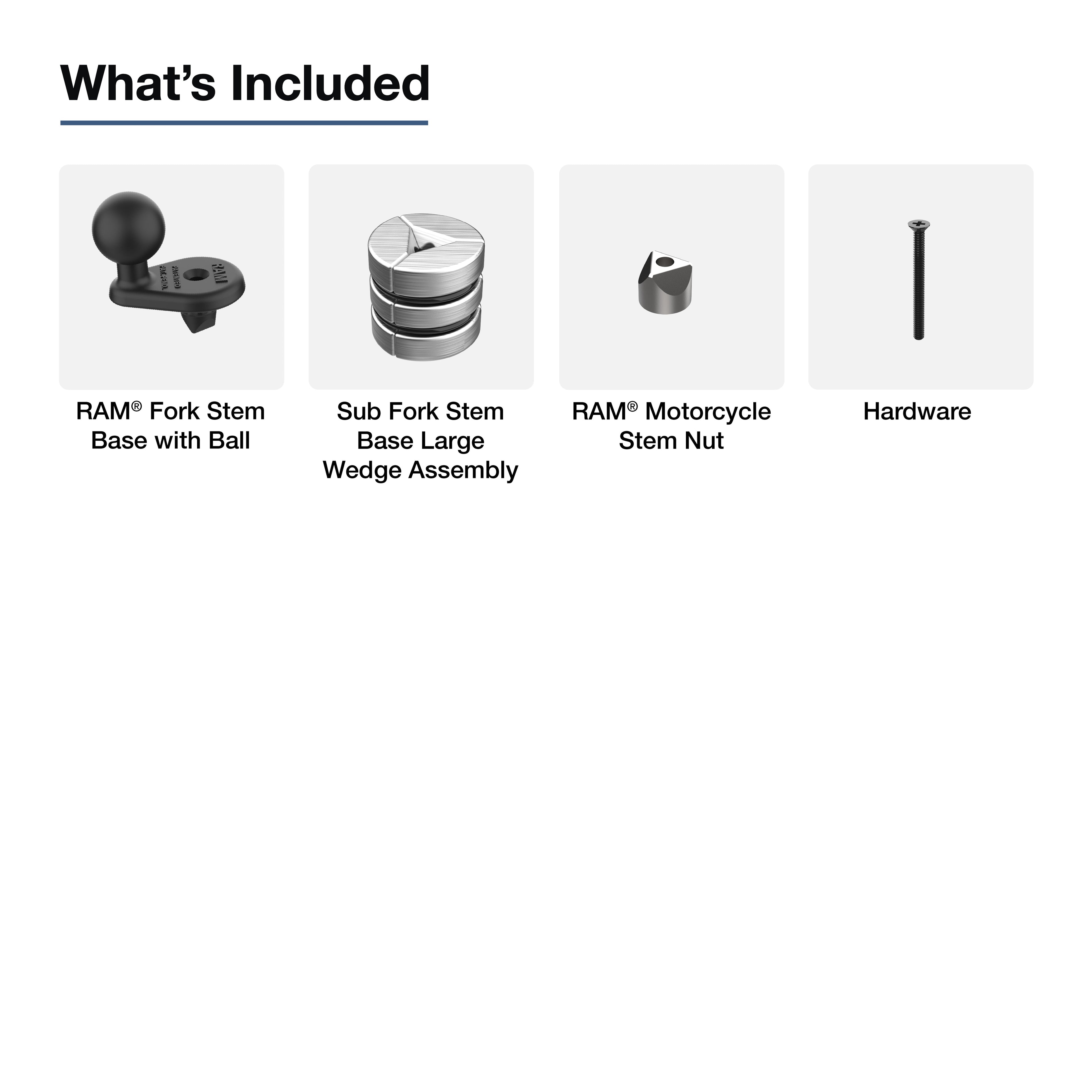 RAM-B-342W-3U:RAM-B-342W-3U_1:RAM® Motorcycle Fork Stem Wedge Ball Base - 25-32mm Holes