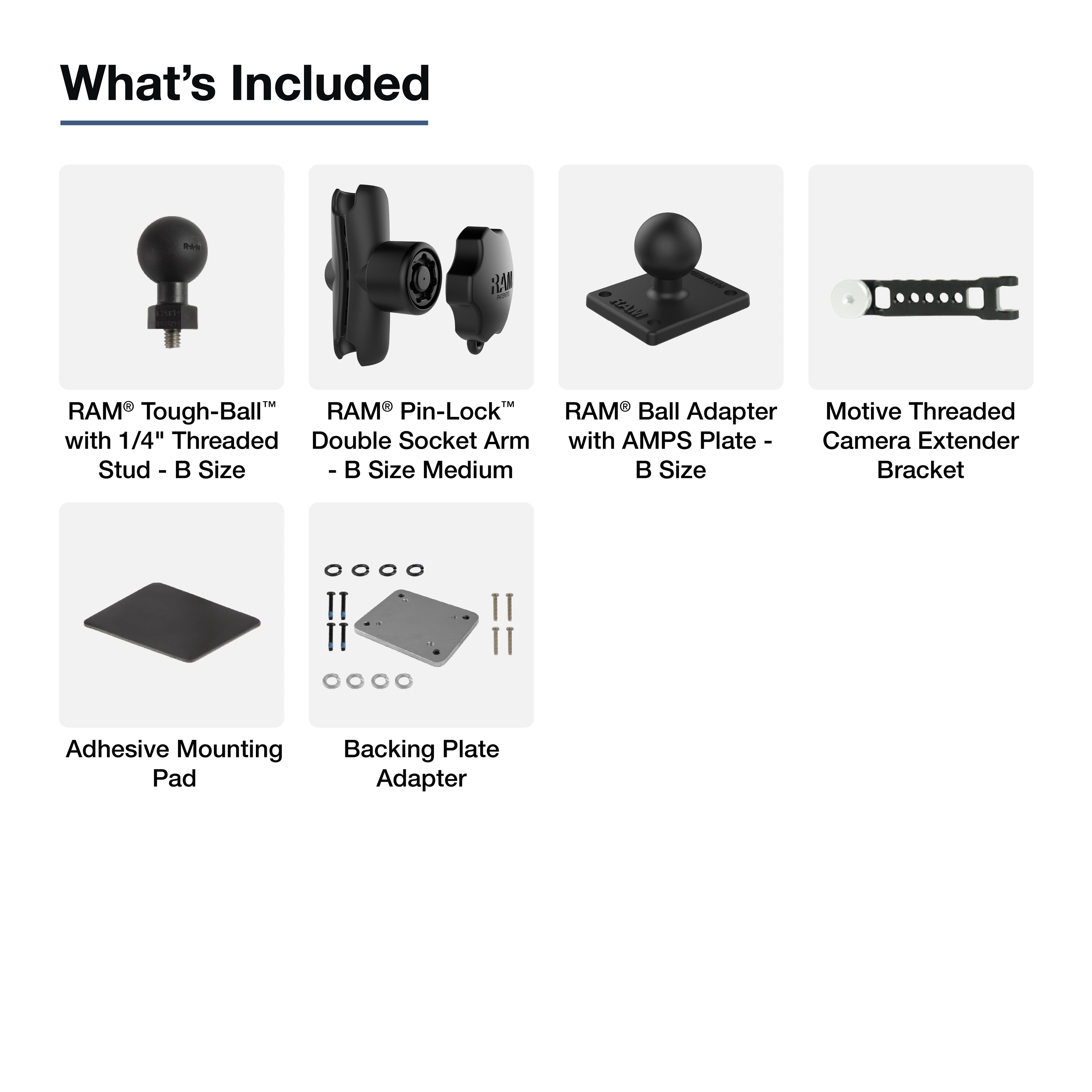 RAM-B-347-379-252025-KEY5-MTVU:RAM-B-347-379-252025-KEY5-MTVU_1:RAM® Dashboard Mount for Motive Dashcam with Extension Bra...