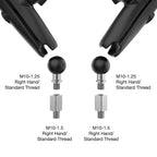RAM-B-349-M1015-C-465RL:RAM-B-349-M1015-C-465RL_1:RAM® Tough-Mirror™ Kit with M10-1.25 Bases + M10-1.5 Adapters - Long Arm