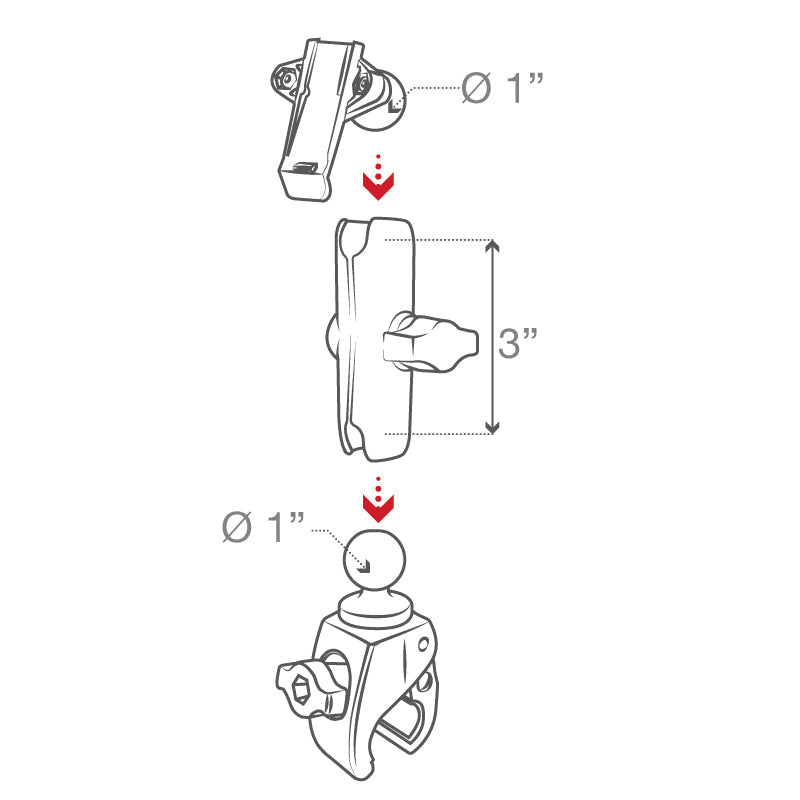 RAM-B-400-GA76U:RAM-B-400-GA76U_1:RAM® Tough-Claw™ Small Clamp Mount with Garmin Spine Clip Holder