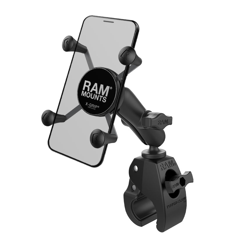 RAM-B-400-HOL-UN7BU:RAM-B-400-HOL-UN7BU_1:RAM® X-Grip® Phone Mount with RAM® Tough-Claw™ Small Clamp Base - Medium