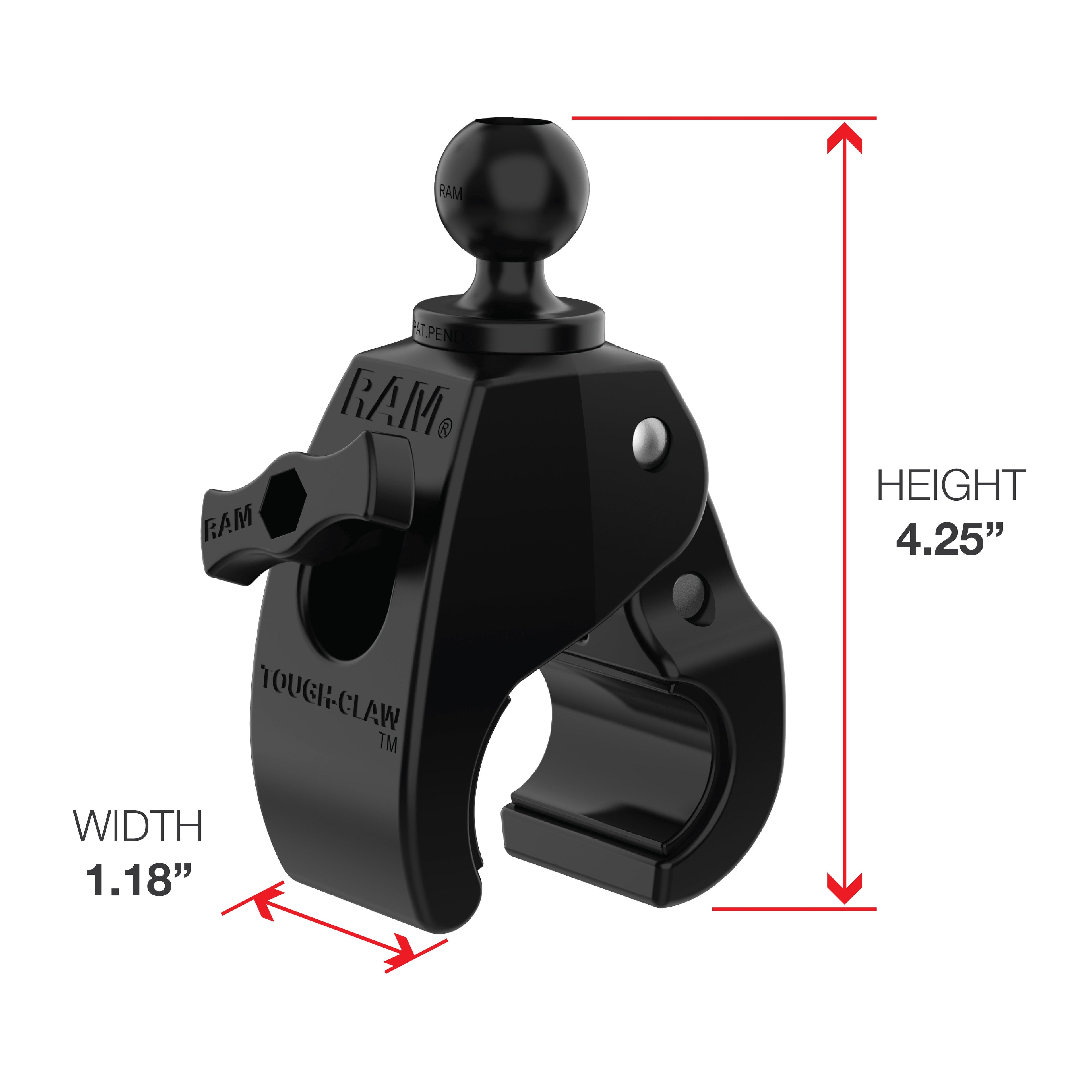 RAM-B-404-C-UN10U:RAM-B-404-C-UN10U_1:RAM® X-Grip® Large Phone Mount with Tough-Claw™ Medium Clamp Base - Long