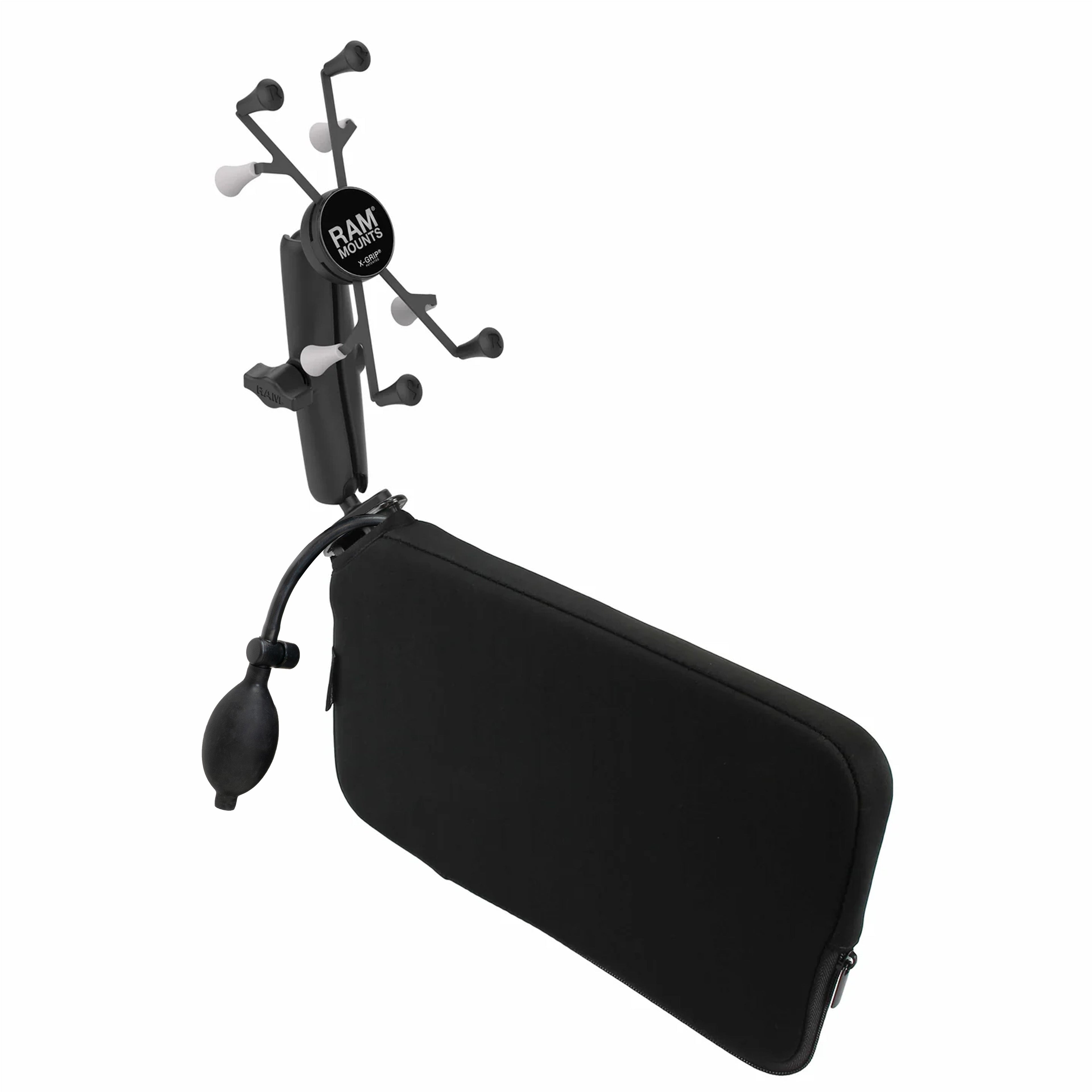 RAM-B-407-C-PUMP-UN8U:RAM-B-407-C-PUMP-UN8U_1:RAM® X-Grip® with RAM® Tough-Wedge™ & Pump for 7"-8" Tablets - Long Arm