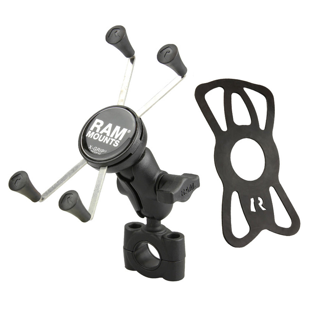 RAM-B-408-75-1-A-UN10:RAM-B-408-75-1-A-UN10_1:RAM® X-Grip® Large Phone Mount with Torque™ Medium Rail Base - Short Arm