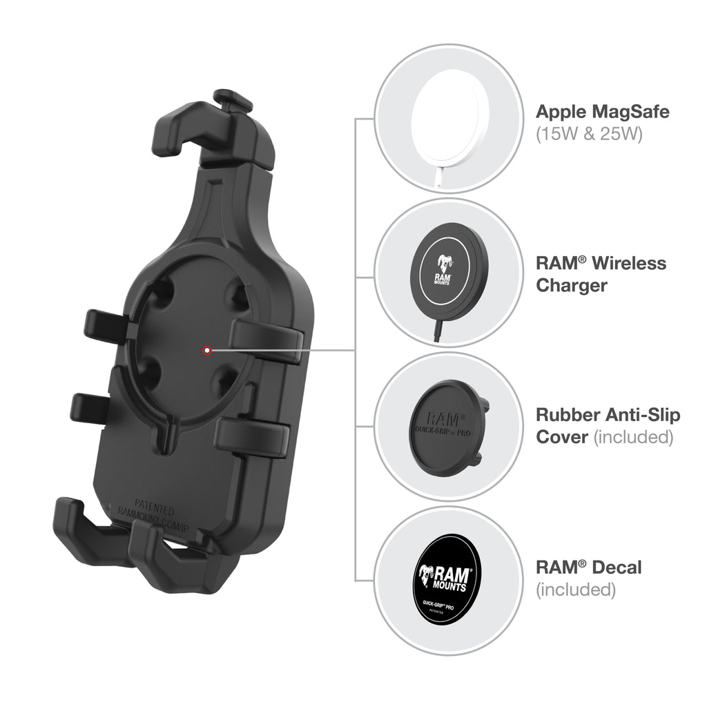 RAM-B-408-75-1-PD5U:RAM-B-408-75-1-PD5U_1:RAM® Quick-Grip™ Pro Phone Mount with Medium Torque™ Base - Medium