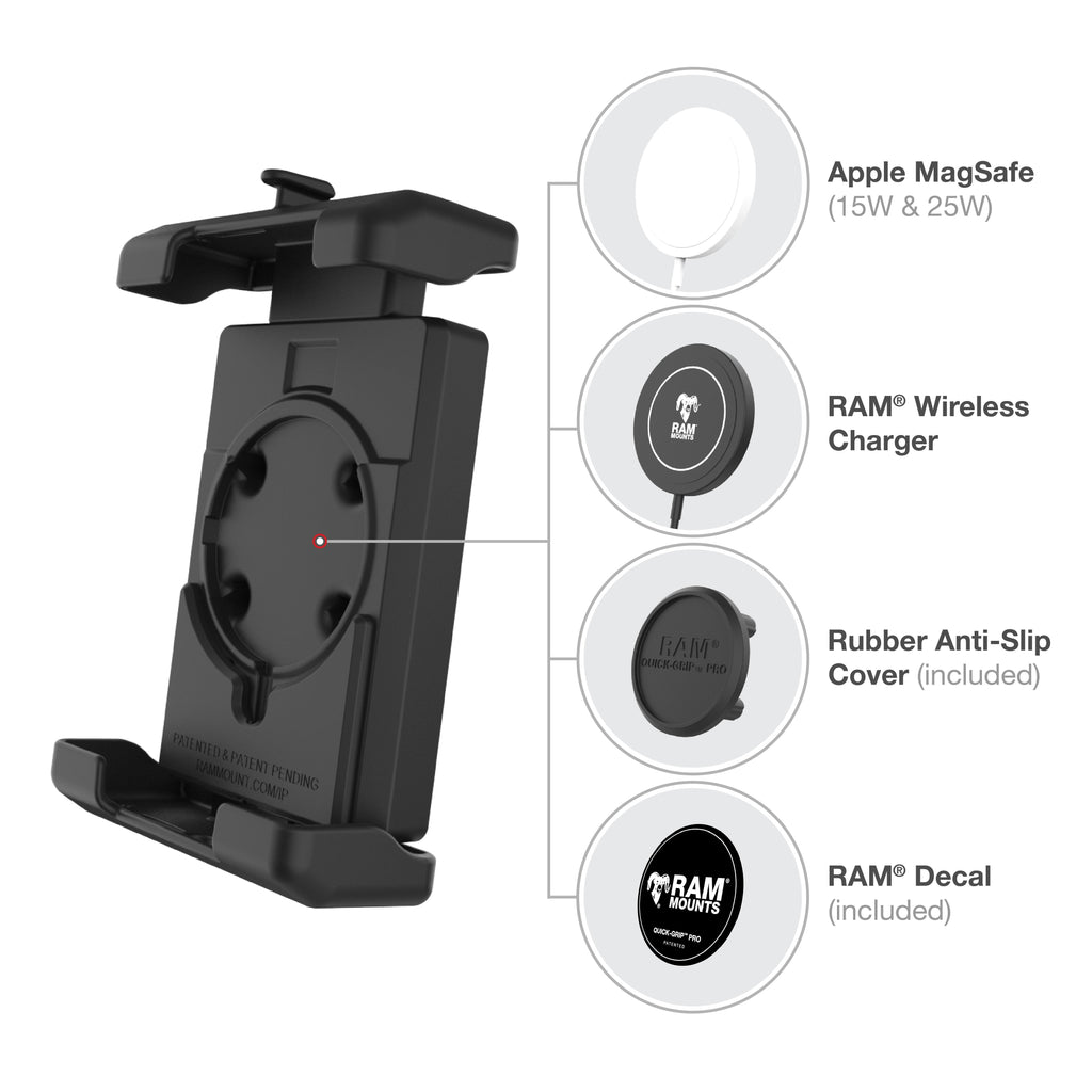 RAM-B-408-75-1-PD7U:RAM-B-408-75-1-PD7U_1:RAM® Quick-Grip™ Pro XL Phone Mount with Medium Torque™ Base - Medium