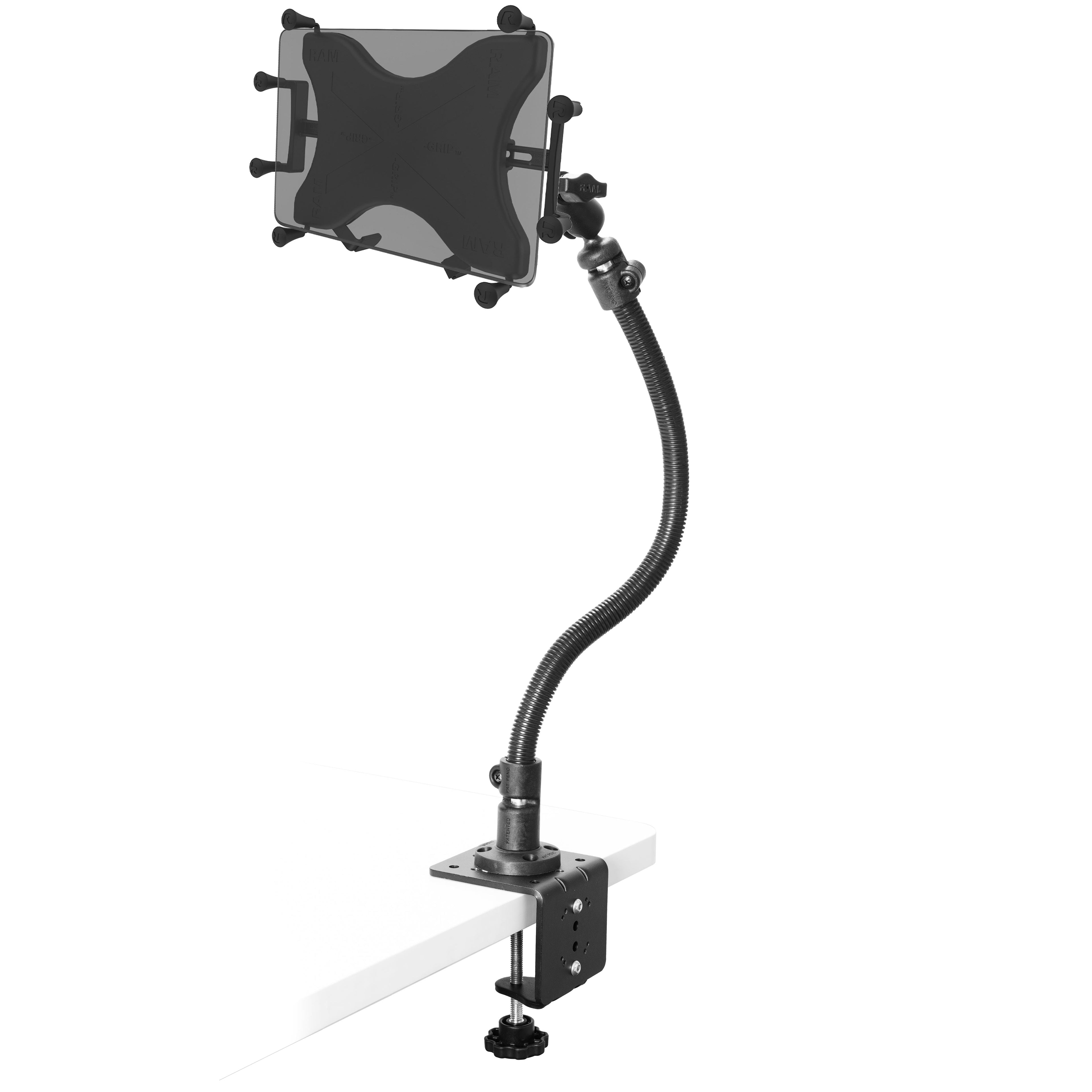RAM-CC1-18-UN9U:RAM-CC1-18-UN9U_1:RAM® Heavy Duty C-Clamp 18" Mount with X-Grip® 9"-11" Tablet Holder