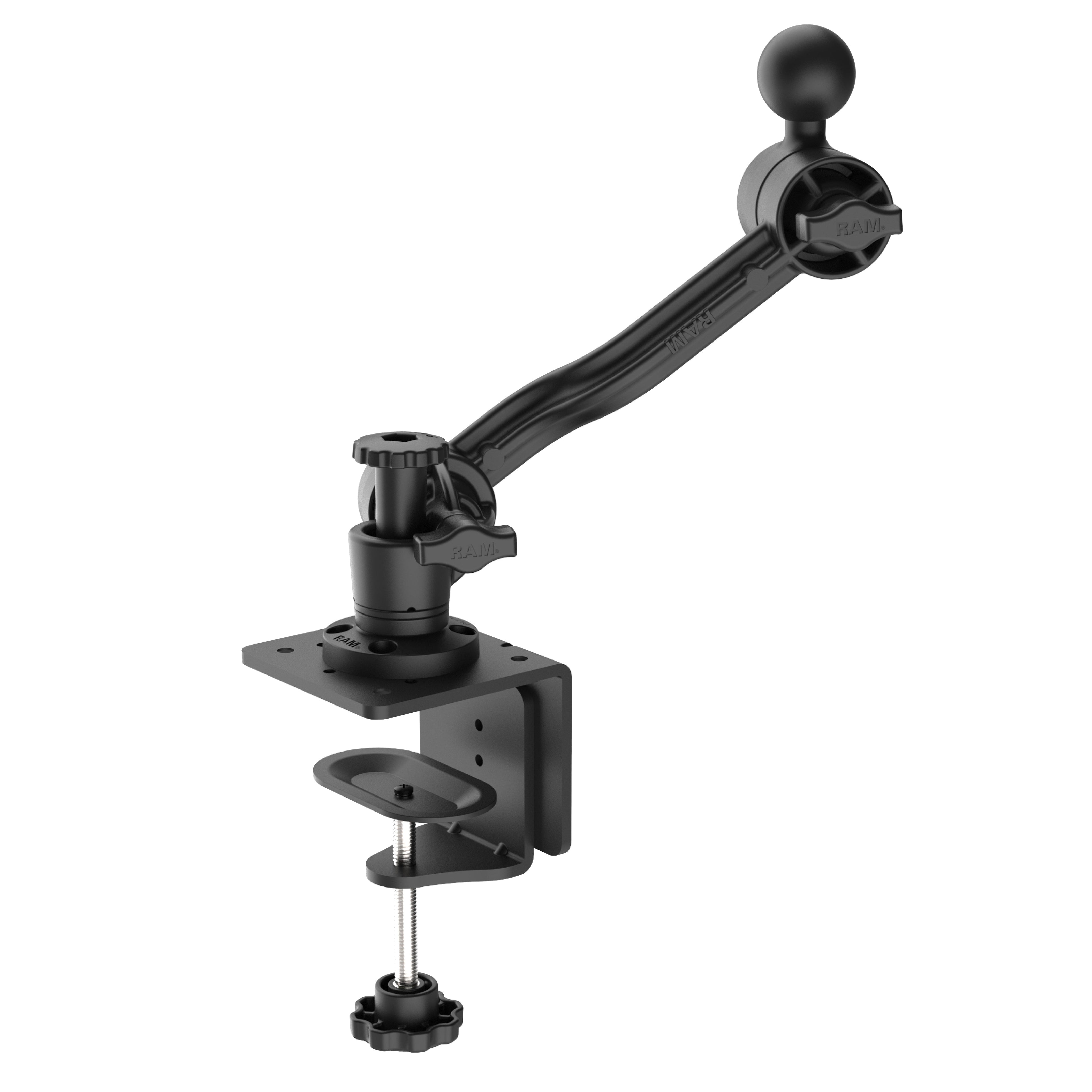 RAM-CC1-411D-114-PA-BGU:RAM-CC1-411D-114-PA-BGU_1:RAM® Heavy Duty C-Clamp Base with Swivel Ratchet Arm & Ball - C Size