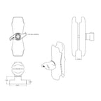RAM-D-201U-MI1:RAM-D-201U-MI1_1:RAM® Double Socket Arm with Jam Nut - D Size Medium