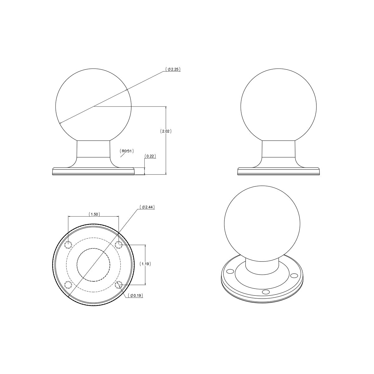 RAM-D-254U:RAM-D-254U_1:RAM® Round AMPS Plate with Ball