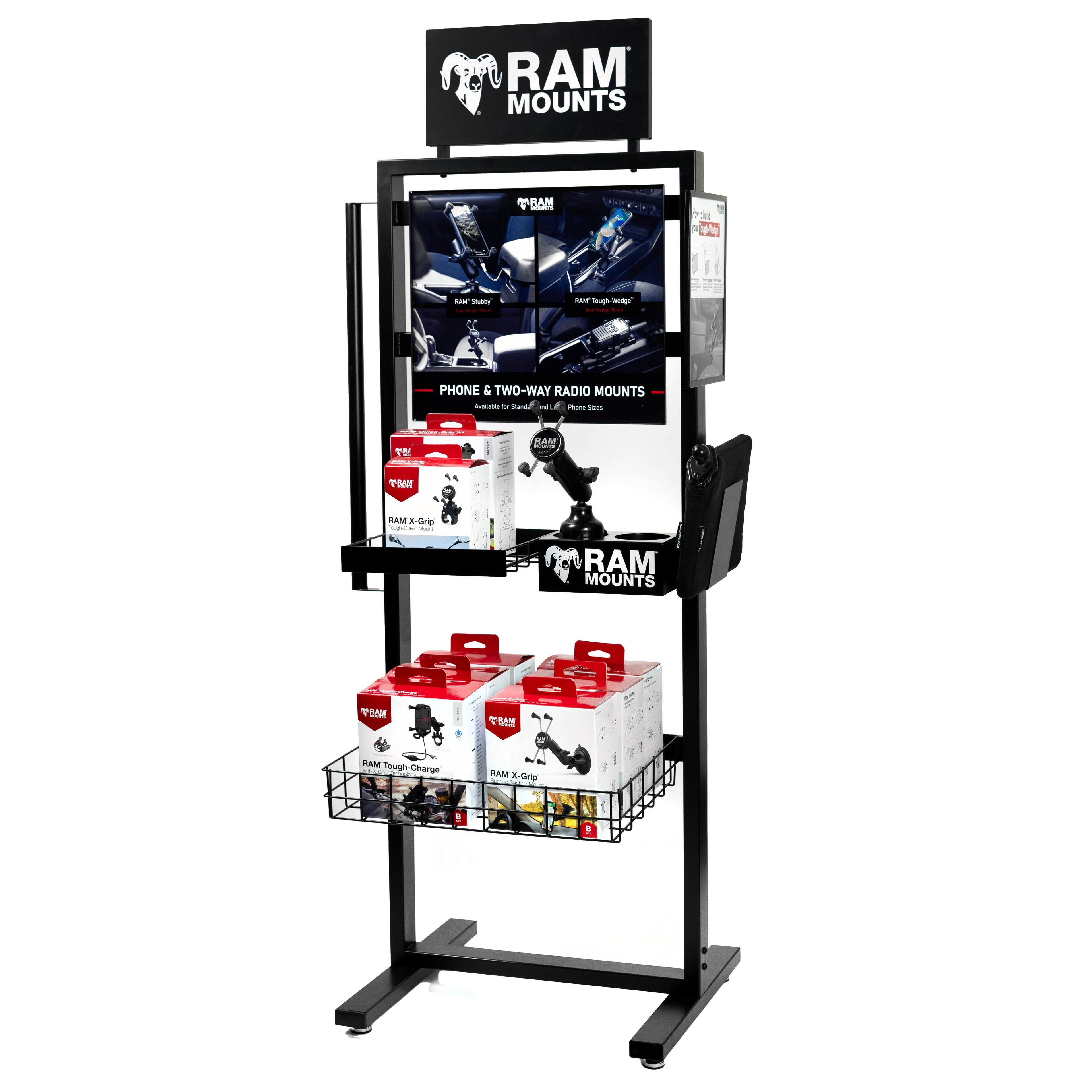 RAM-DISPLAY-MODULAR1-GENERIC:RAM-DISPLAY-MODULAR1-GENERIC_1:RAM® Standing Floor Display with Baskets