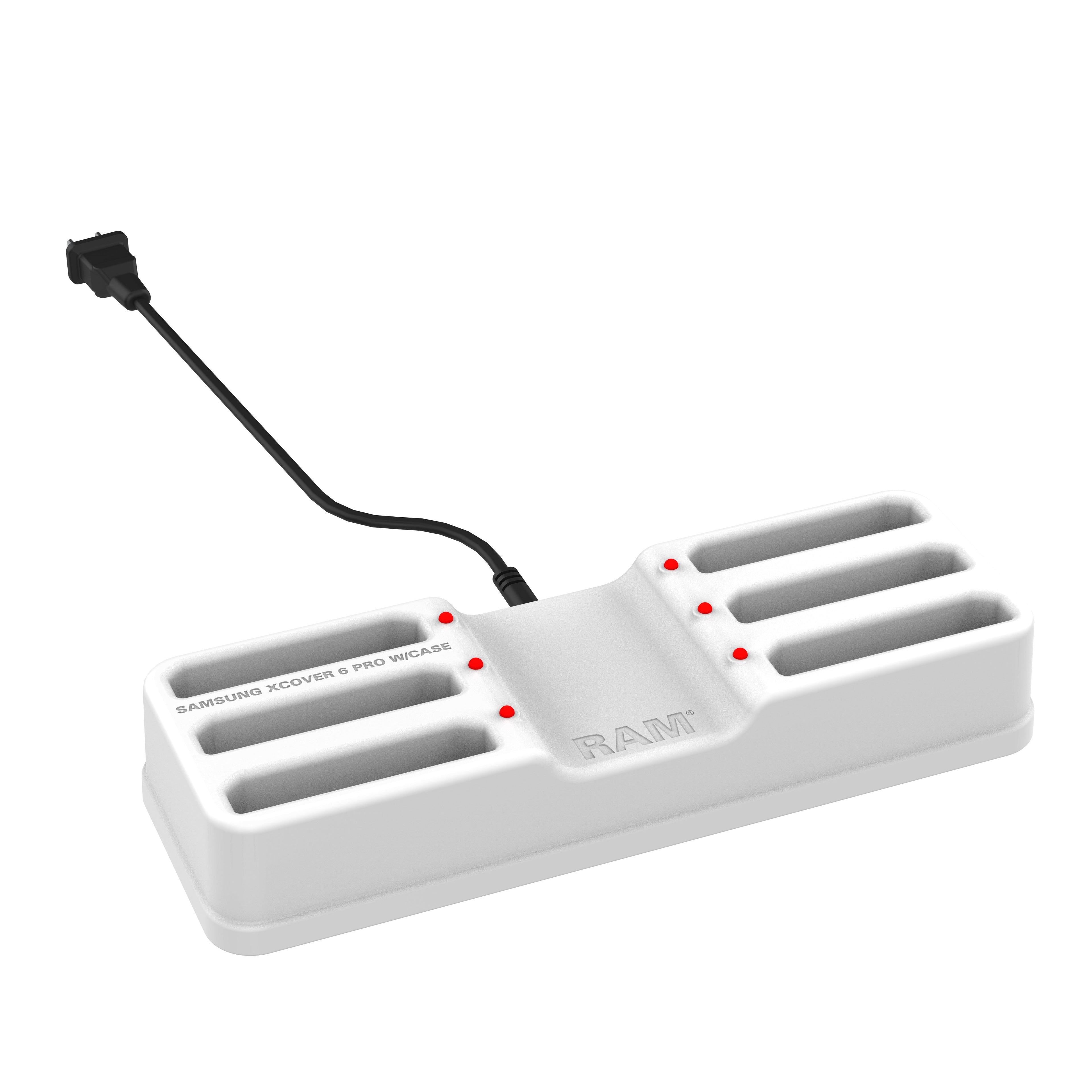 RAM-DOCK-6G-SAM84CPU-GRY:RAM-DOCK-6G-SAM84CPU-GRY_1:RAM® 6-Port Dock for XCover7, 7 Pro & 6 Pro with OEM or RAM® Skin™ Gray