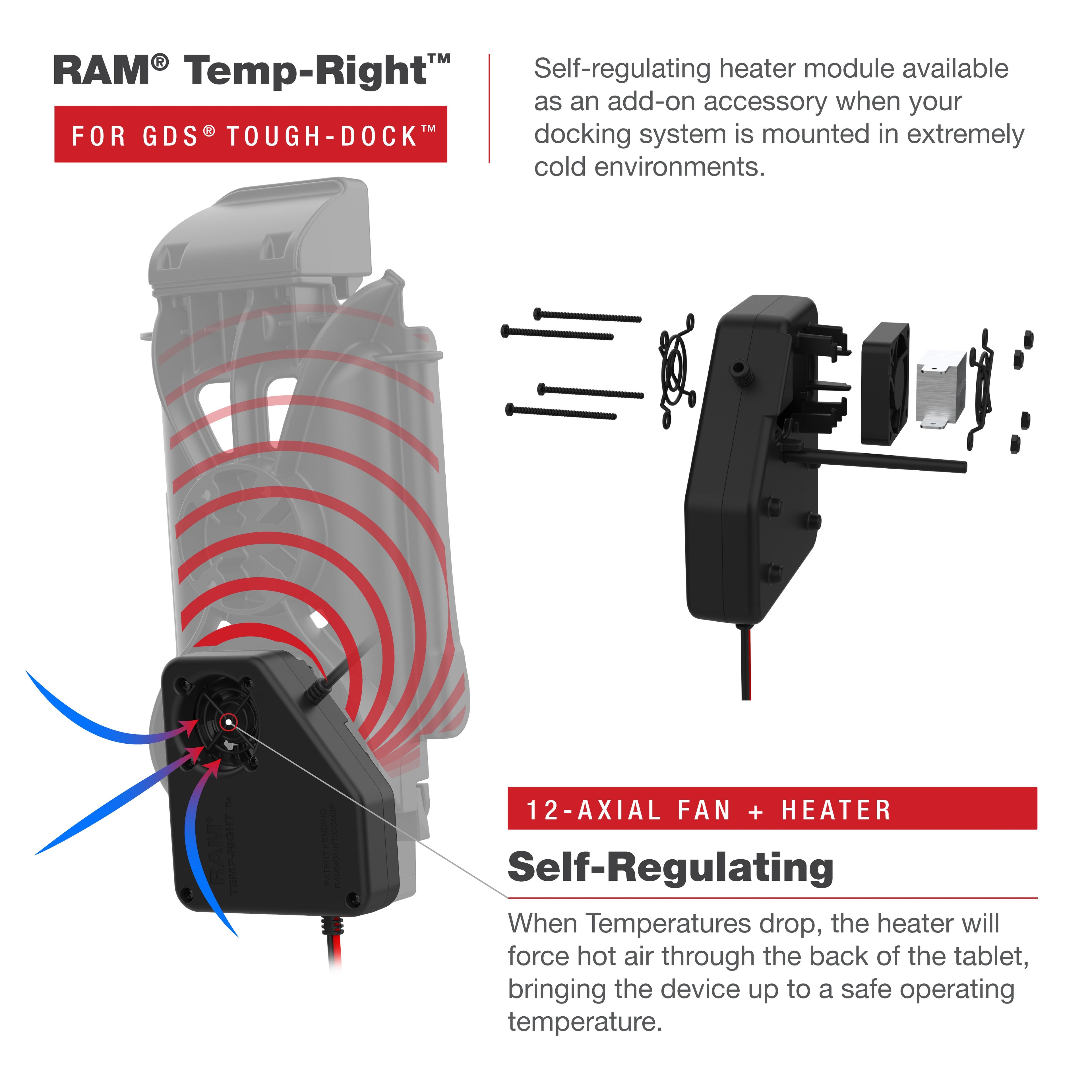 RAM-DOCK-HEATER1-BU:RAM-DOCK-HEATER1-BU_1:RAM® Temp-Right™ Dock Heating Module for GDS® Tough-Dock™