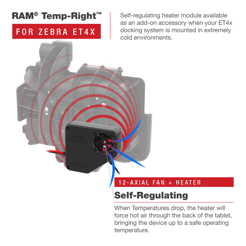 RAM-DOCK-HEATER1-DU:RAM-DOCK-HEATER1-DU_1:RAM® Temp-Right™ Dock Heating Module for Zebra ET4x