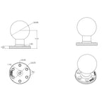 RAM-E-202U-SYM1:RAM-E-202U-SYM1_1:RAM® Large Round Plate with 6-Hole Pattern and Ball - E Size