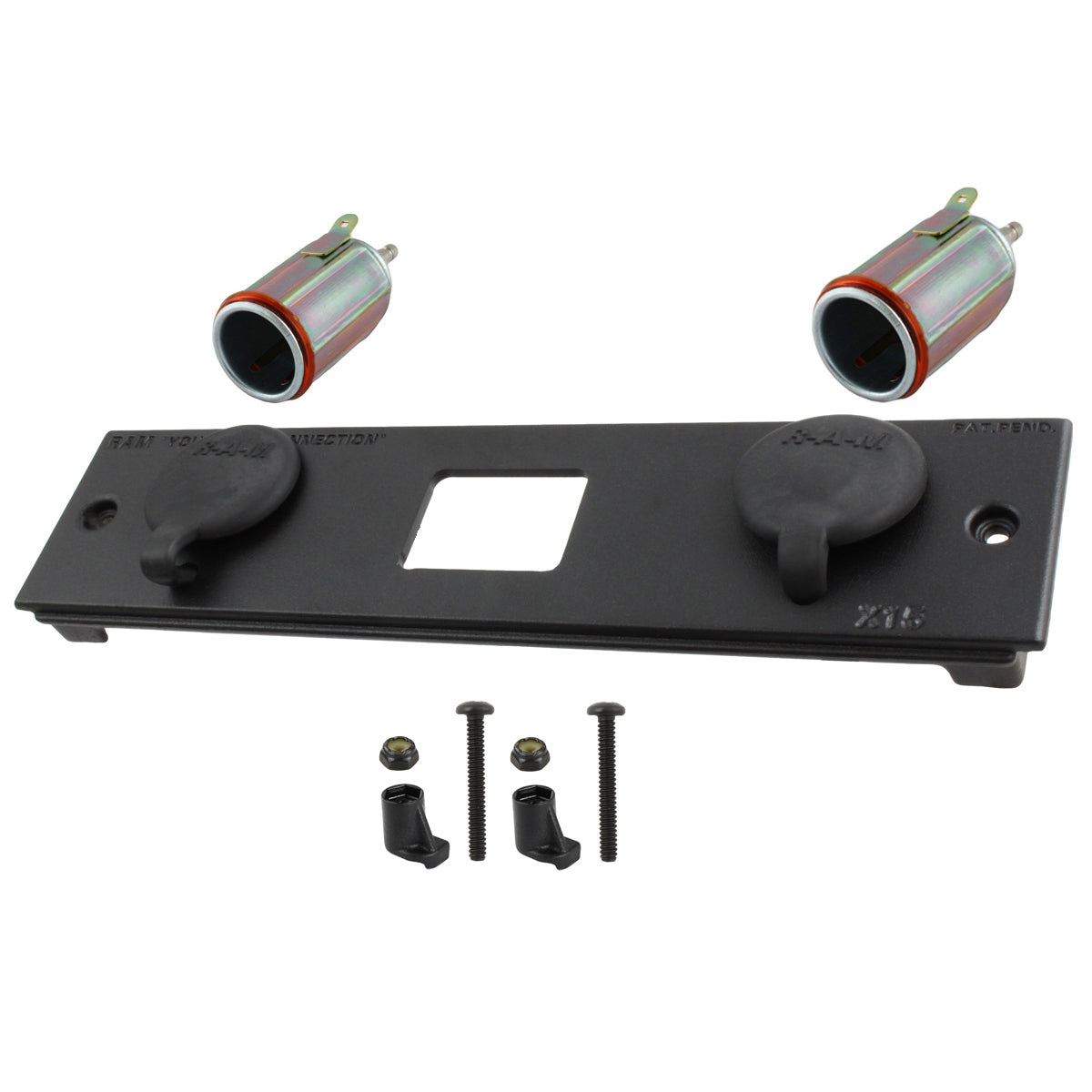 RAM-FP2-CIG2-BLOCK:RAM-FP2-CIG2-BLOCK_1:RAM® Tough-Box™ 2" Faceplate with Two 12V Lighter Receptacles X15