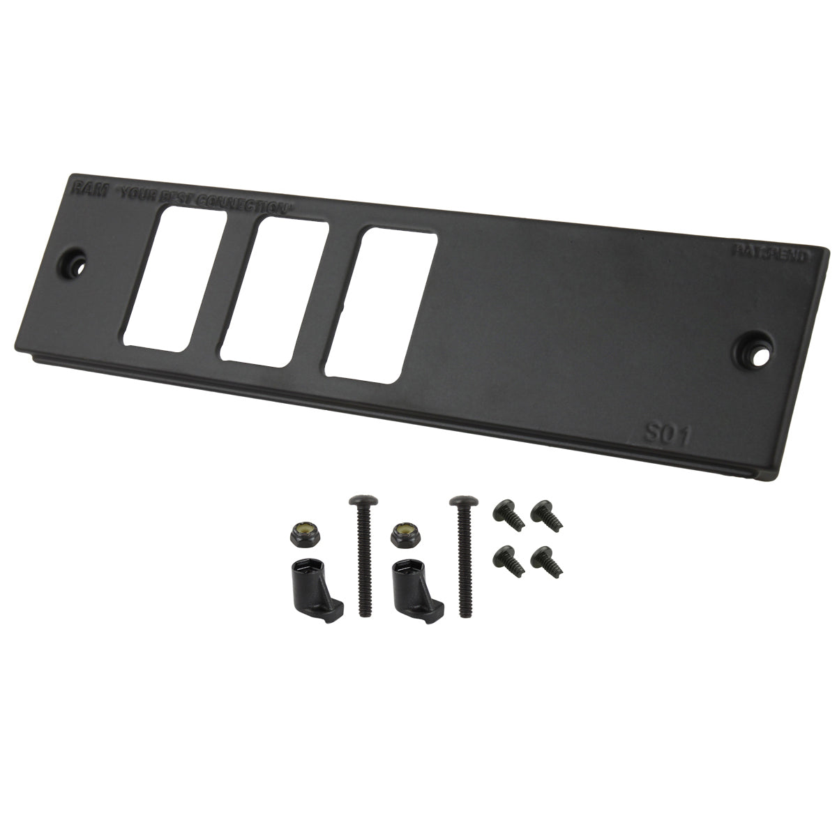 RAM-FP2-S3L-0830-1450:RAM-FP2-S3L-0830-1450_1:RAM® Tough-Box™ 2" Faceplate with Three Switch Ports