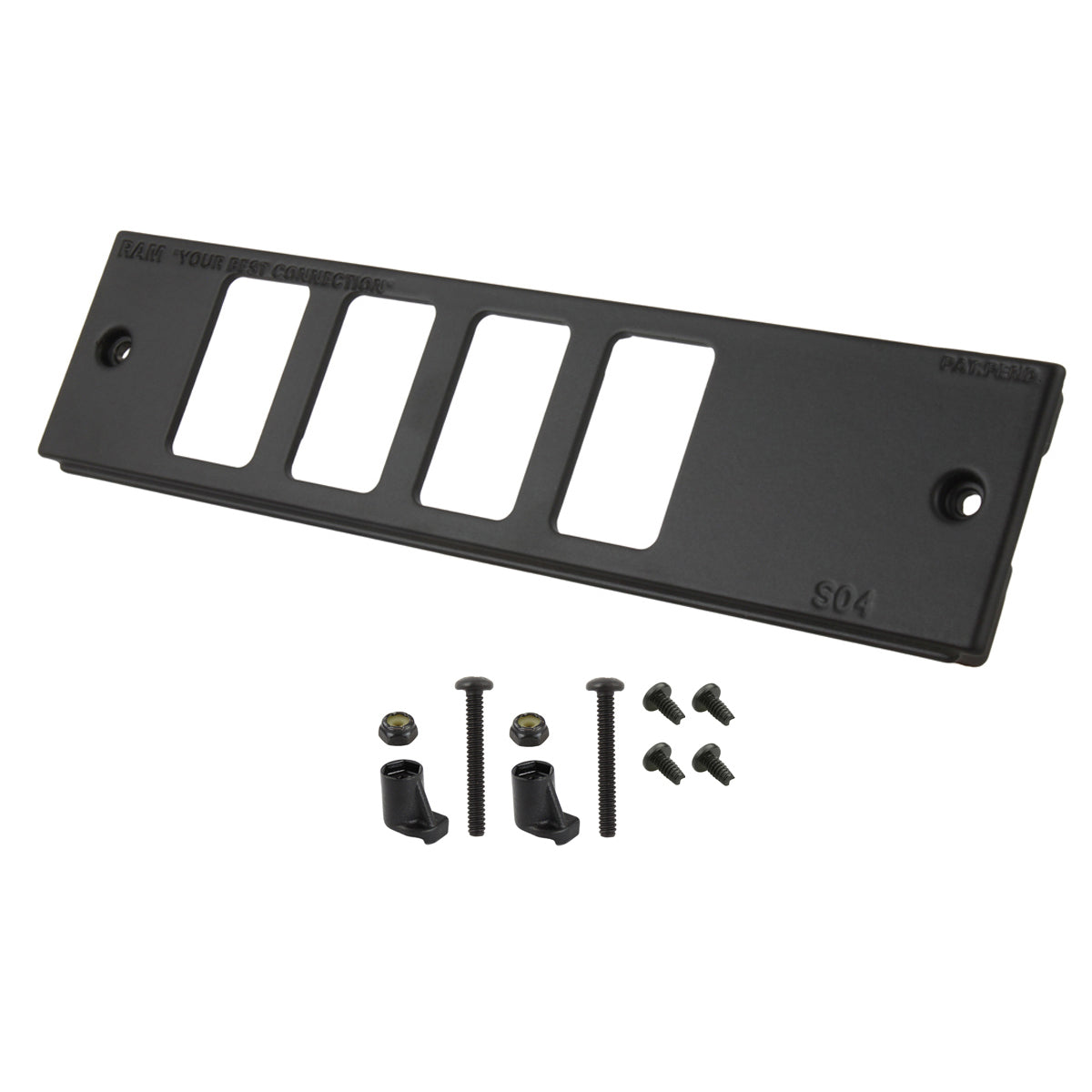 RAM-FP2-S4L-0830-1450:RAM-FP2-S4L-0830-1450_1:RAM® Tough-Box™ 2" Faceplate with Four Switch Ports