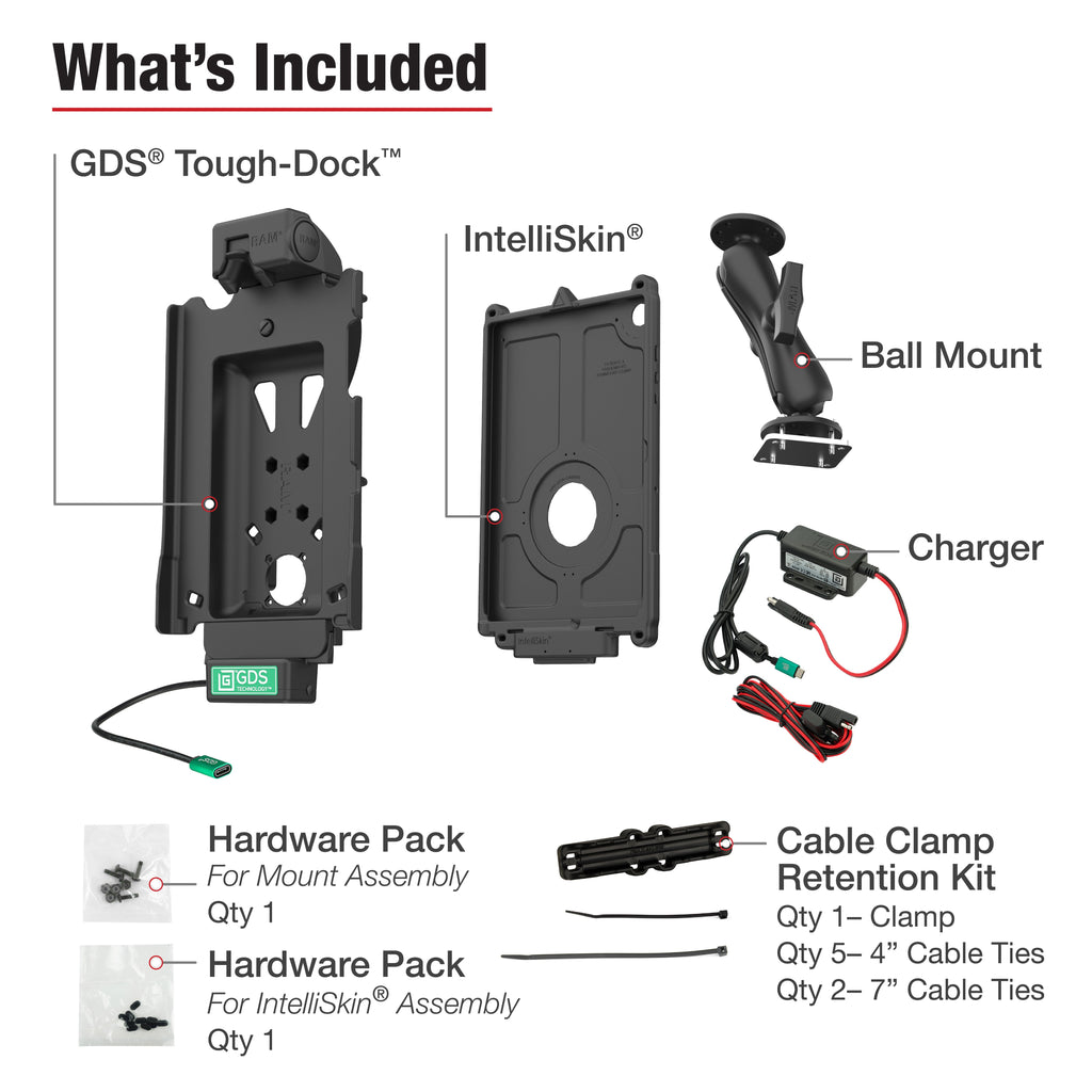 RAM-GDS-101B2-SAM88CP-V3CU:RAM-GDS-101B2-SAM88CP-V3CU_1:GDS® Tough-Dock™ Vehicle Bundle for Samsung Tab A9+