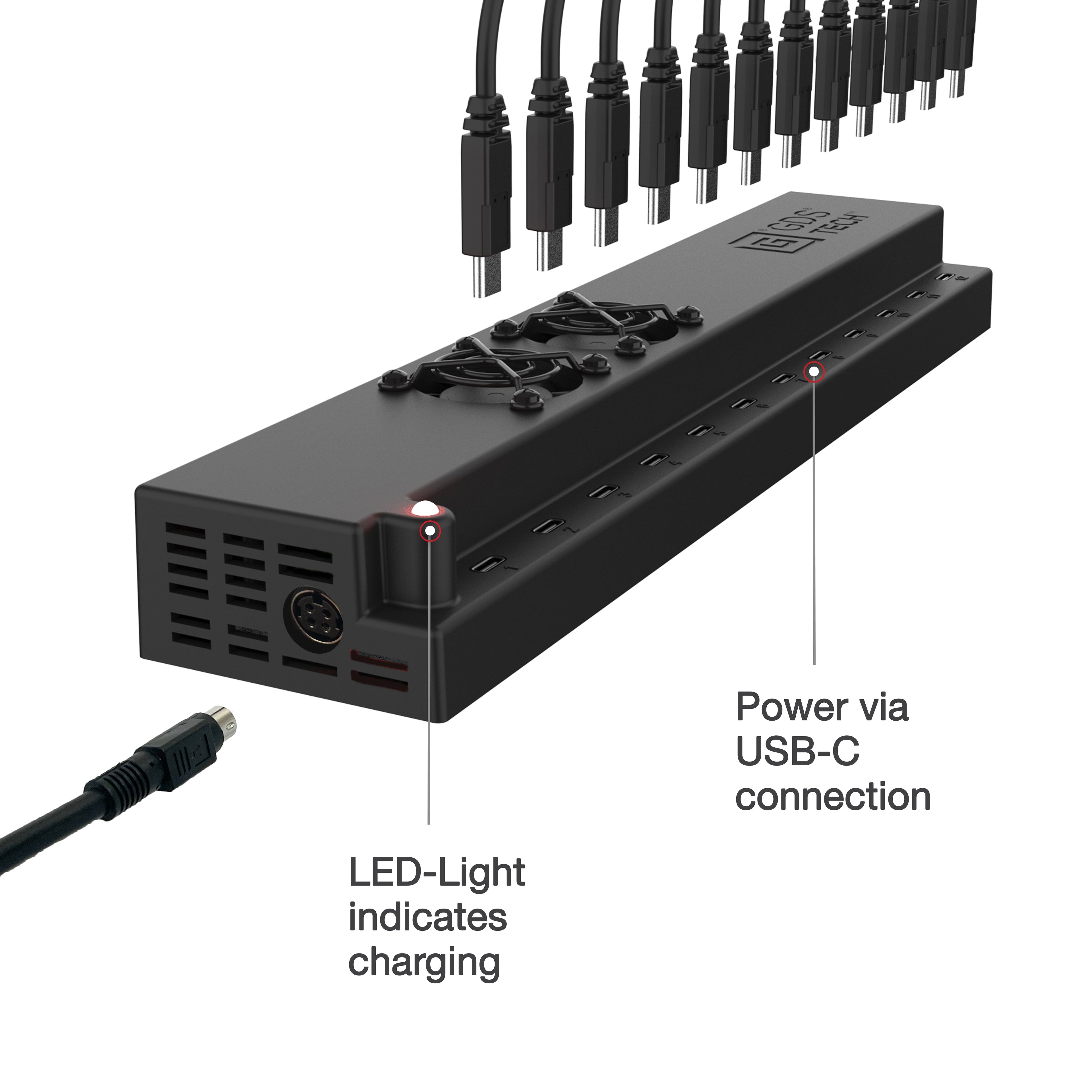 RAM-GDS-CHARGE-USBC-12:RAM-GDS-CHARGE-USBC-12_1:GDS® 12-Port 300W USB-C Power Delivery Wall Charger
