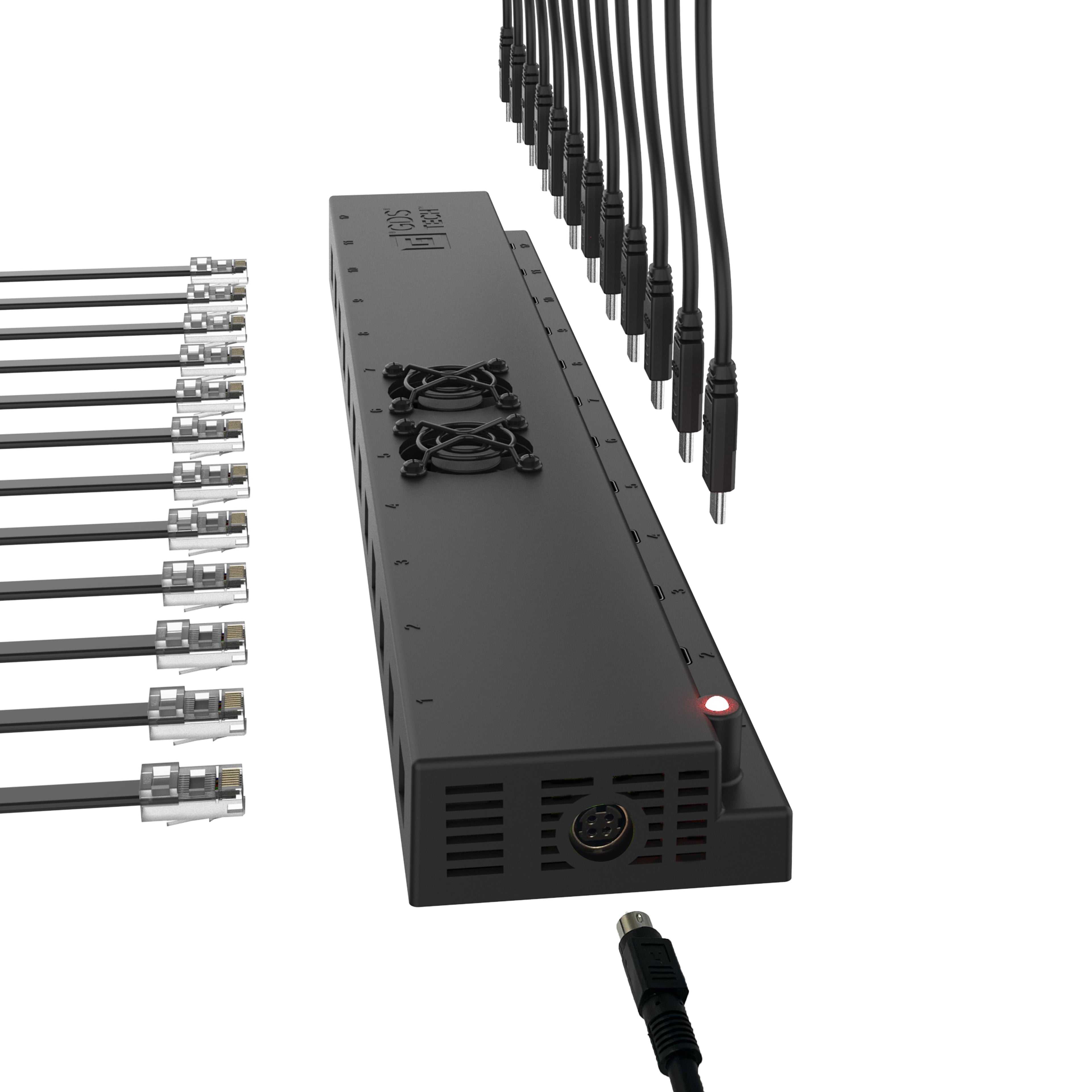 RAM-GDS-CHARGE-USBC-RJ45-12:RAM-GDS-CHARGE-USBC-RJ45-12_1:GDS® 12-Port 300W USB-C + RJ45 Power Delivery Wall Charger