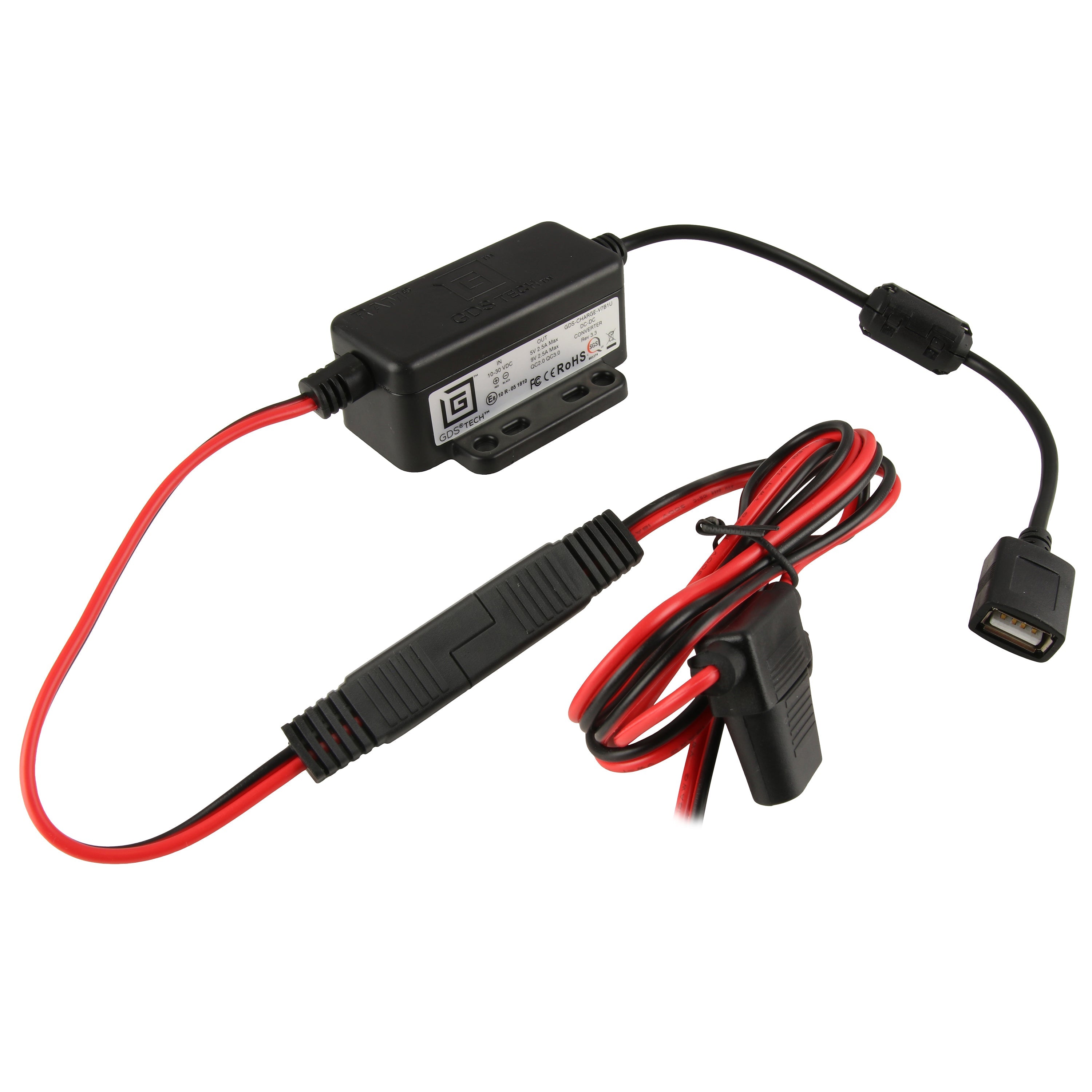 RAM-GDS-CHARGE-V7B1U:RAM-GDS-CHARGE-V7B1U_1:GDS® Modular 10-30V Hardwire Charger with Female USB Type A Connector