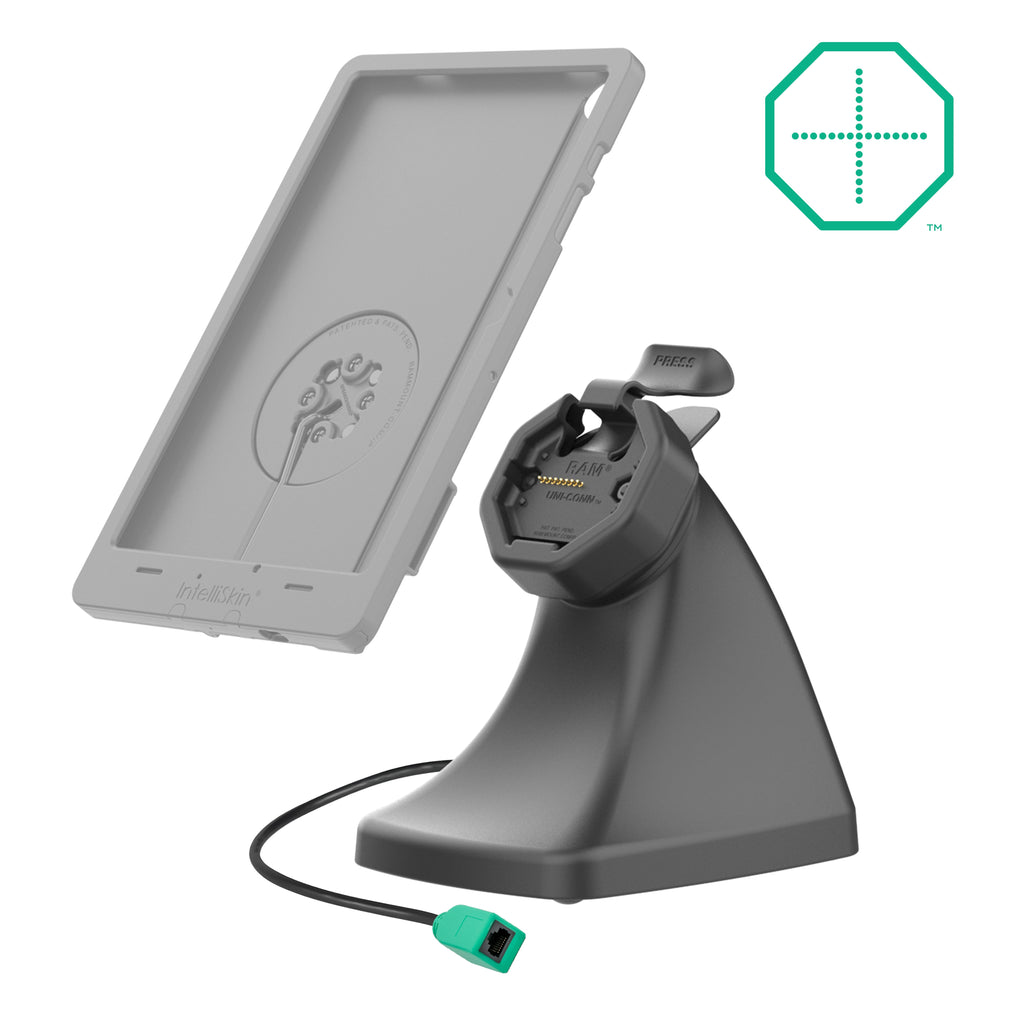 RAM-GDS-DOCK-D10K-U3-POE:RAM-GDS-DOCK-D10K-U3-POE_1:GDS® Uni-Conn™ Powered Snap-In Kiosk Dock with PoE