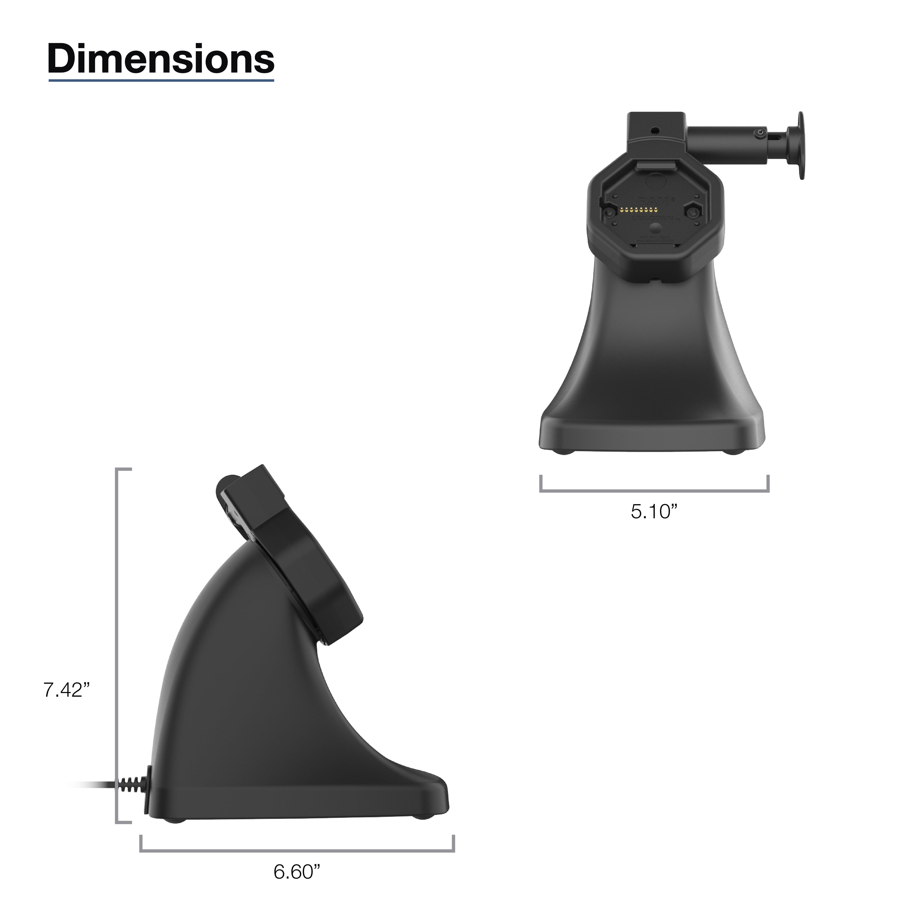 RAM-GDS-DOCK-D10K-U5-C:RAM-GDS-DOCK-D10K-U5-C_1:GDS® Uni-Conn™ Powered Kiosk Dock with Release Button & USB-C