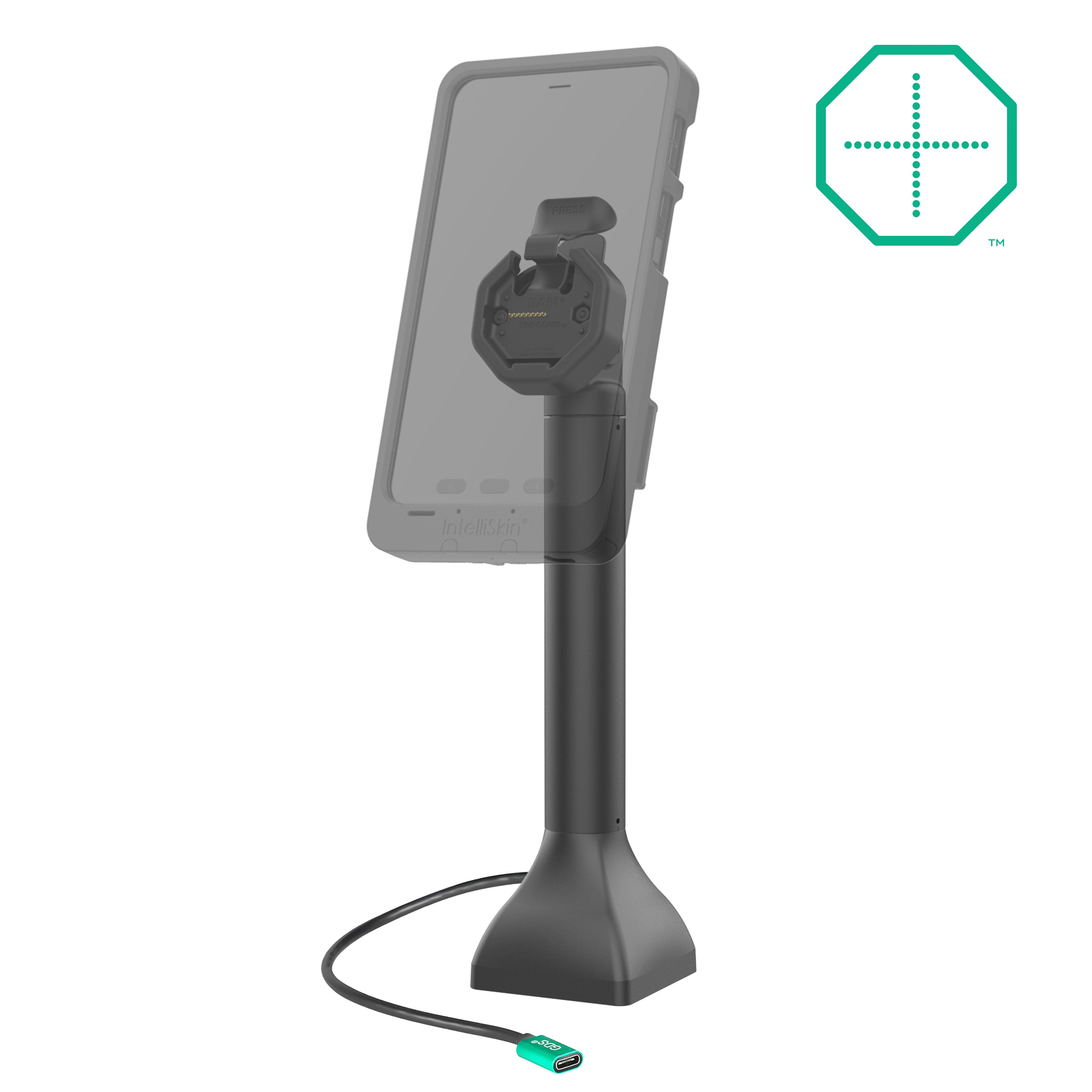 RAM-GDS-DOCK-D11-14-U3C:RAM-GDS-DOCK-D11-14-U3C_1:GDS® Uni-Conn™ Powered 14" Pedestal Dock with USB-C