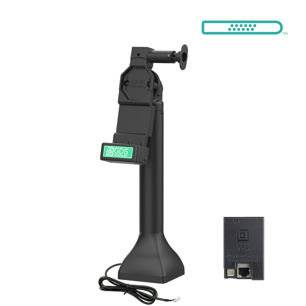 RAM-GDS-DOCK-D11-14-U4E:RAM-GDS-DOCK-D11-14-U4E_1:GDS® Uni-Conn™ 14" Pedestal Dock with PoE