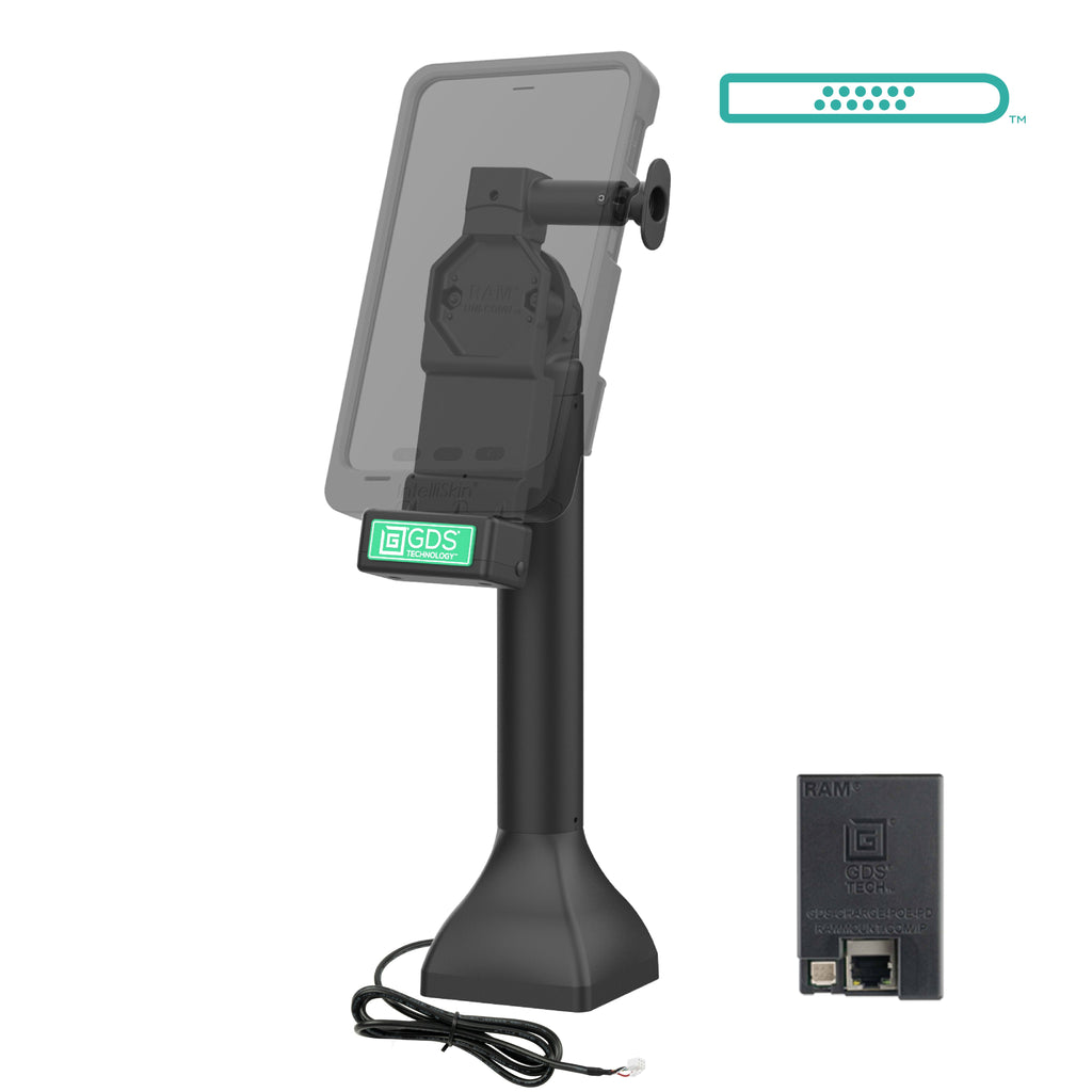 RAM-GDS-DOCK-D11-14-U4E:RAM-GDS-DOCK-D11-14-U4E_1:GDS® Uni-Conn™ 14" Pedestal Dock with PoE