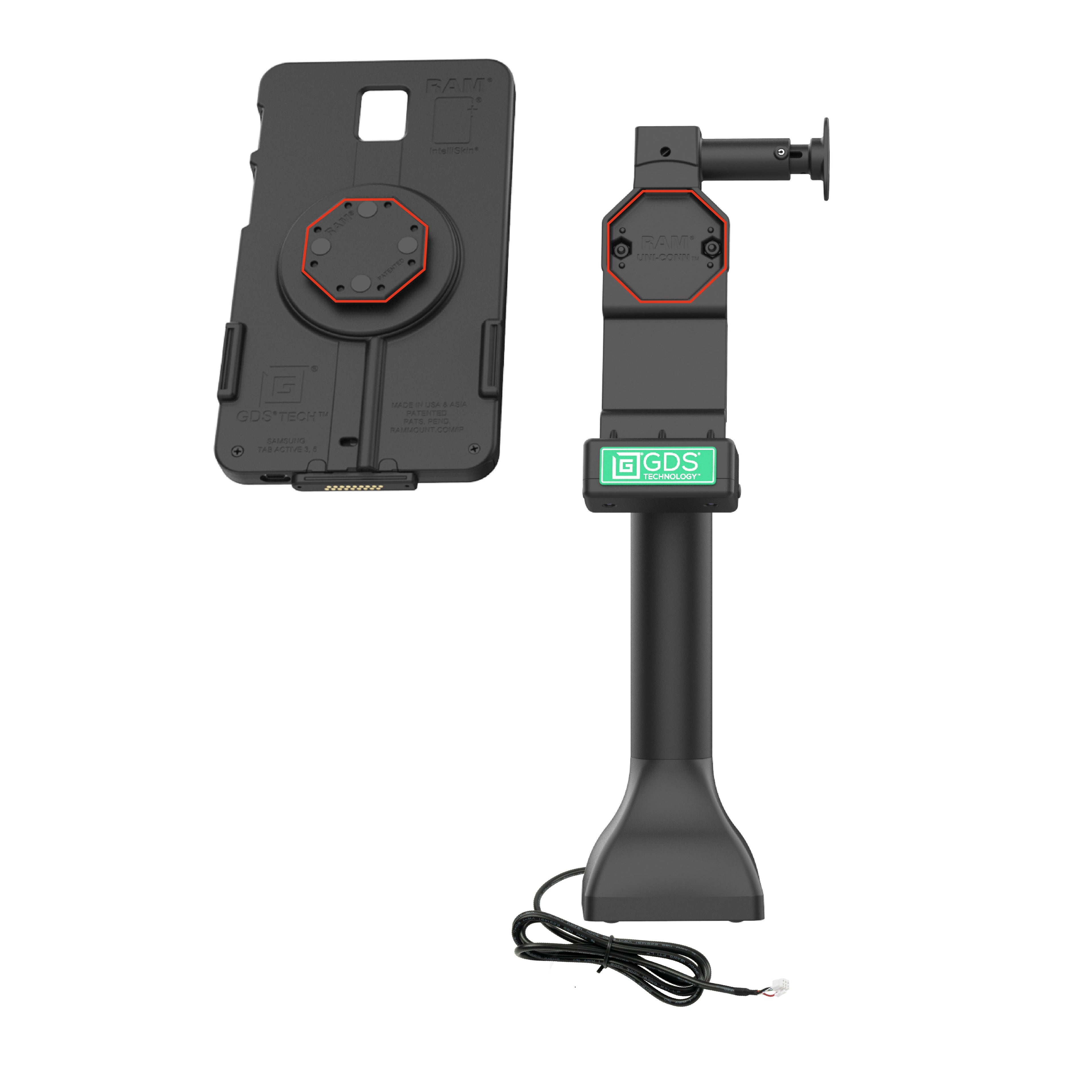 RAM-GDS-DOCK-D11-14-U4E:RAM-GDS-DOCK-D11-14-U4E_1:GDS® Uni-Conn™ 14" Pedestal Dock with PoE