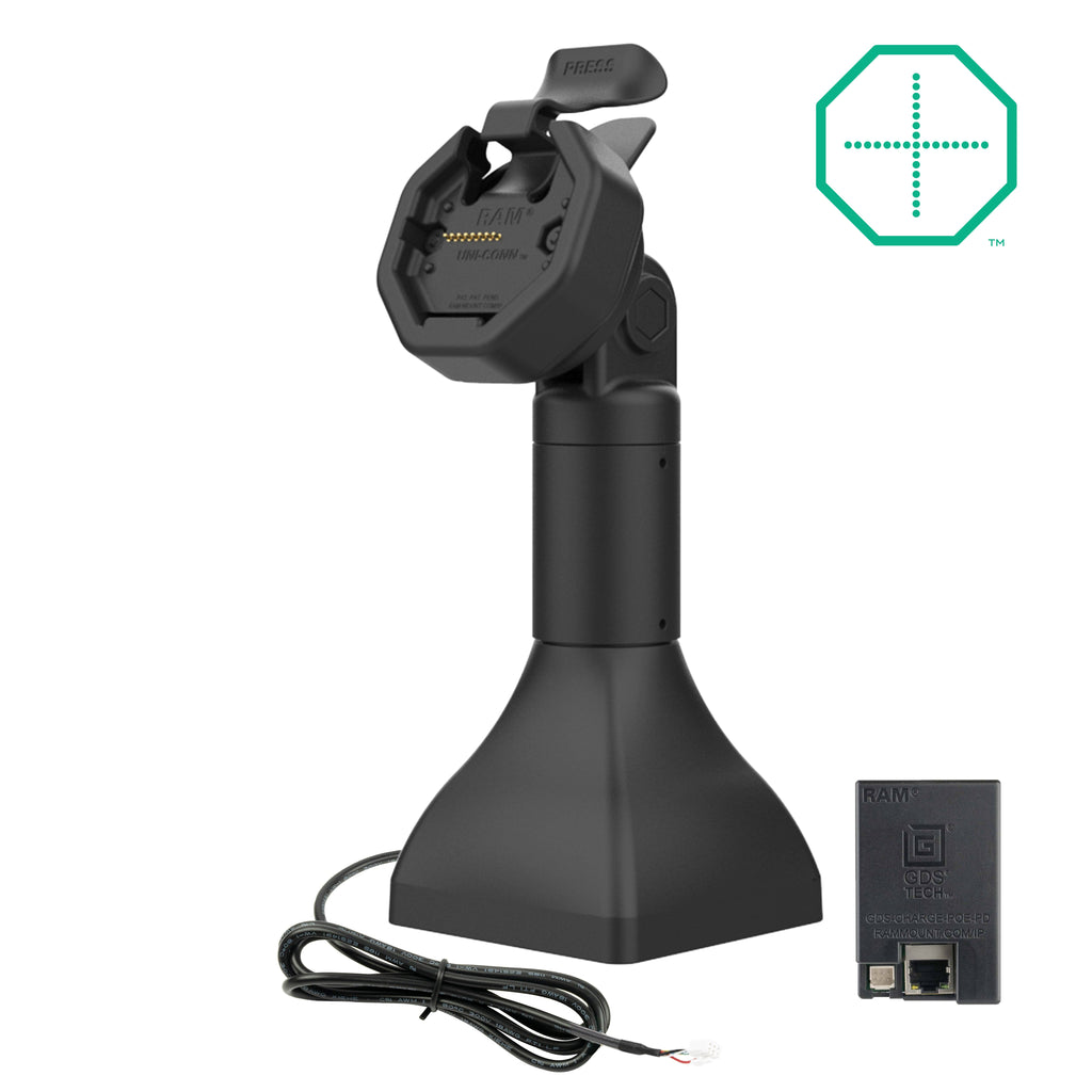 RAM-GDS-DOCK-D11-7-U3E:RAM-GDS-DOCK-D11-7-U3E_1:GDS® Uni-Conn™ Powered 7" Pedestal Dock with PoE