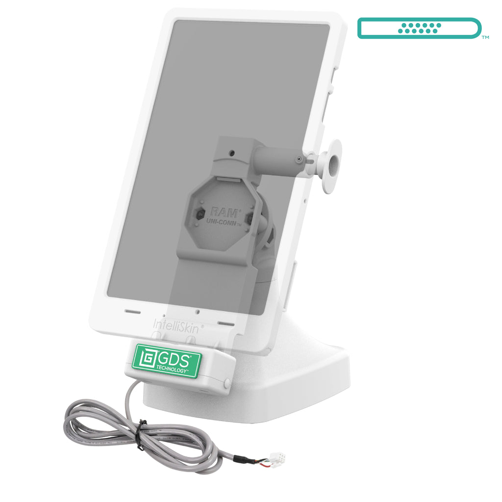 RAM-GDS-DOCK-D14-U4E-GRY:RAM-GDS-DOCK-D14-U4E-GRY_1:GDS® Uni-Conn™ Tilt & Swivel Dock with PoE - Gray