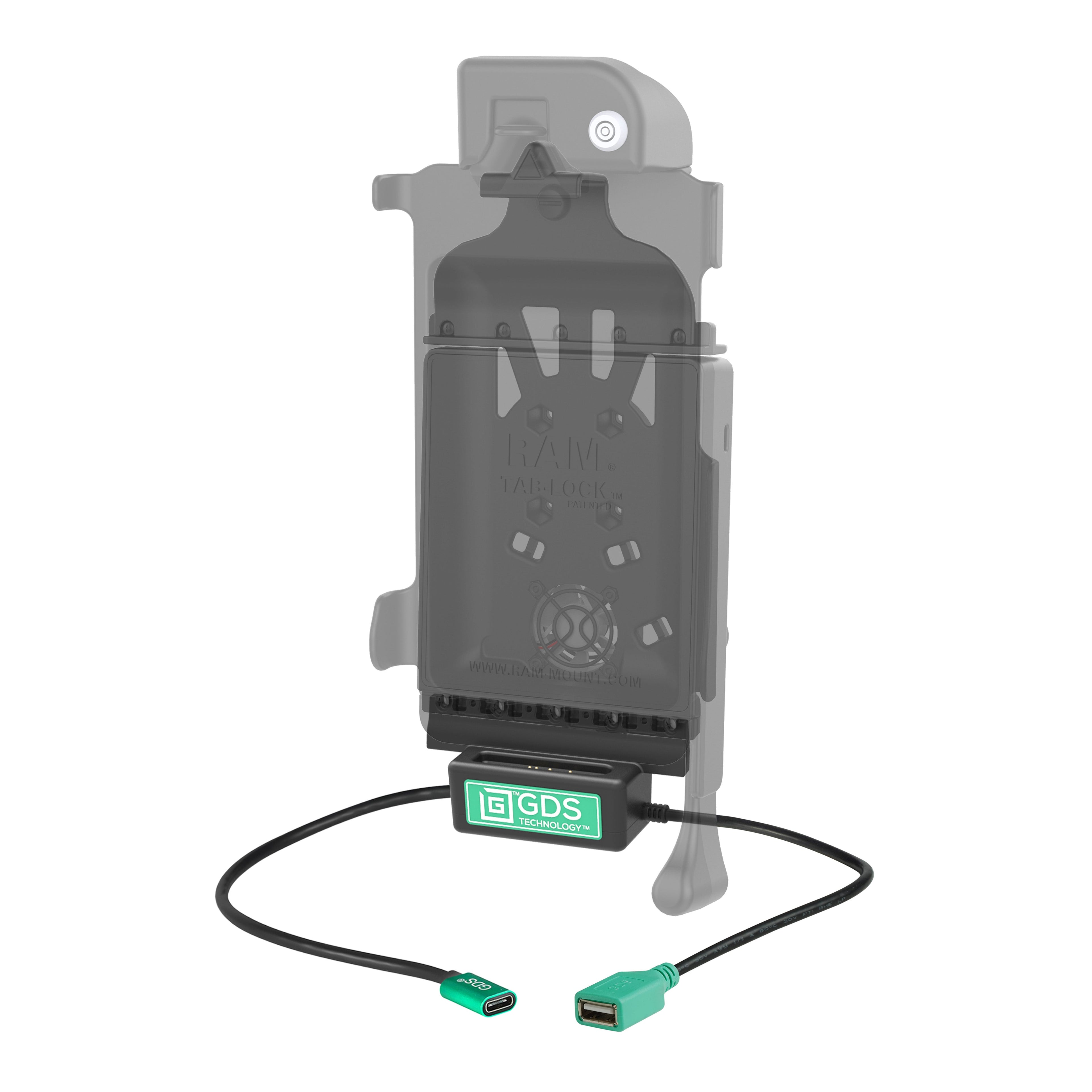 RAM-GDS-DOCK-V10PDU:RAM-GDS-DOCK-V10PDU_1:GDS® Power + Single USB-A Dock Cup for IntelliSkin® Next Gen Tablets