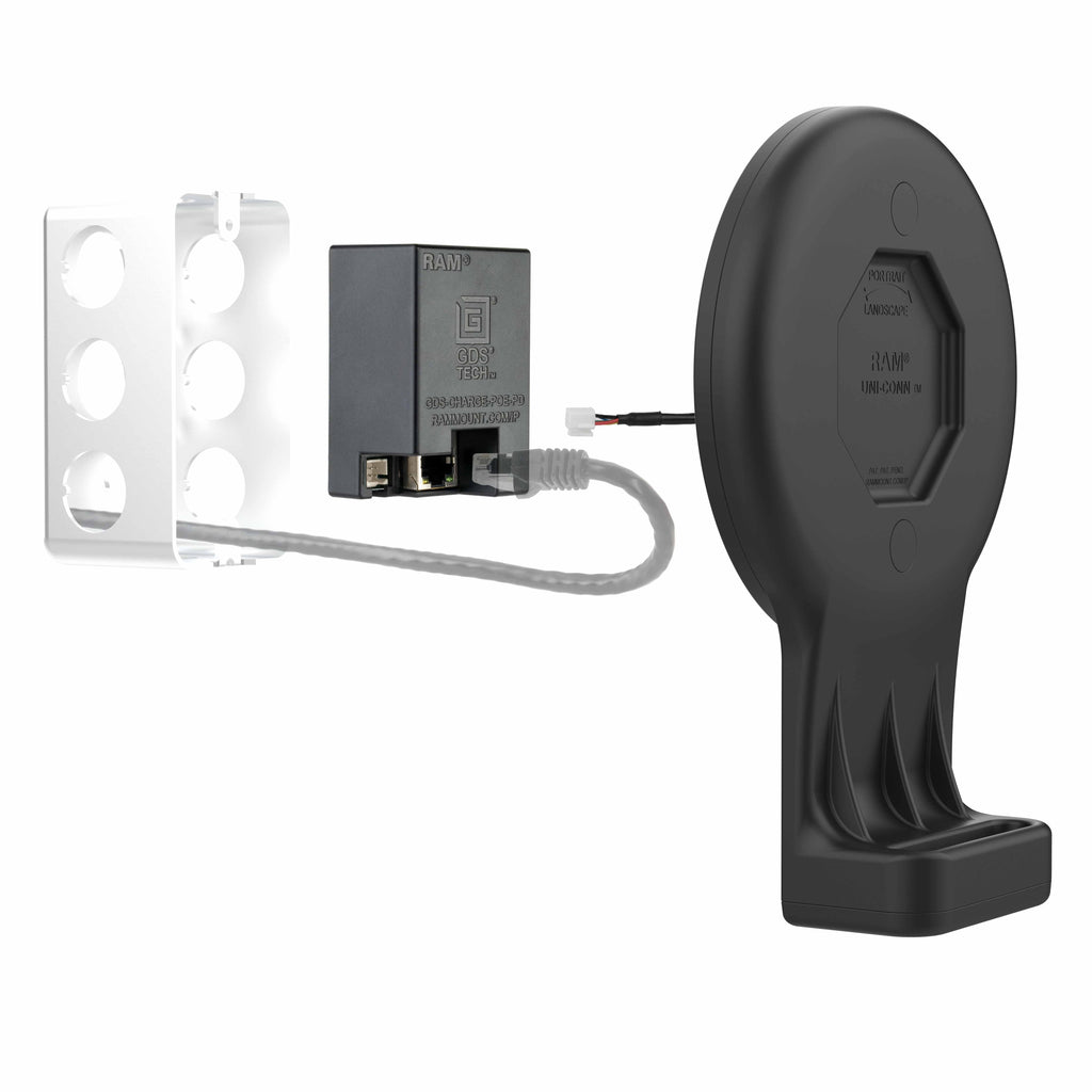 RAM-GDS-DOCK-W3-POE:RAM-GDS-DOCK-W3-POE_1:GDS® Uni-Conn™ Wall Dock with Magnetic Receiver & PoE
