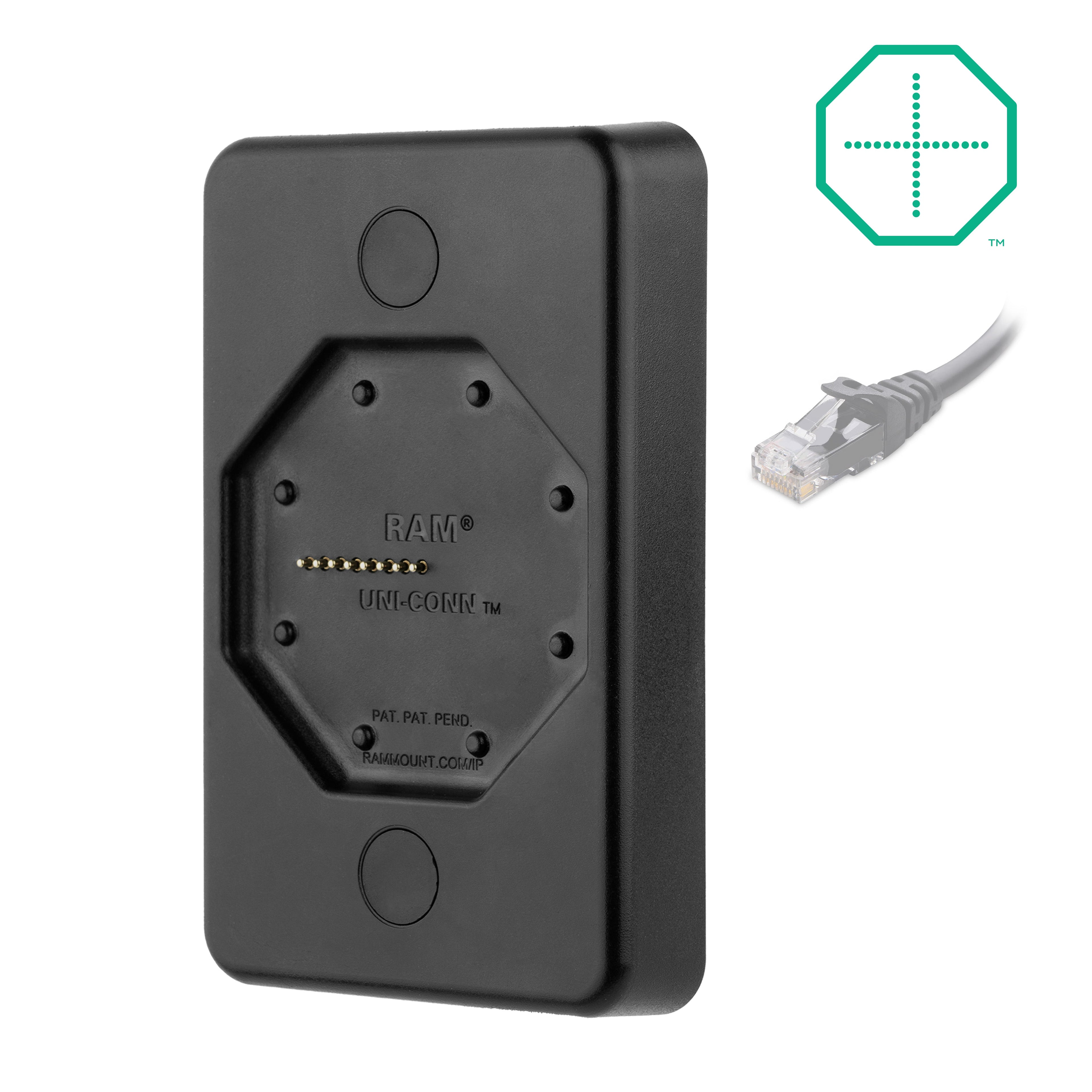 RAM-GDS-DOCK-W4-POEU:RAM-GDS-DOCK-W4-POEU_1:GDS® Uni-Conn™ Powered Wall Dock with PoE