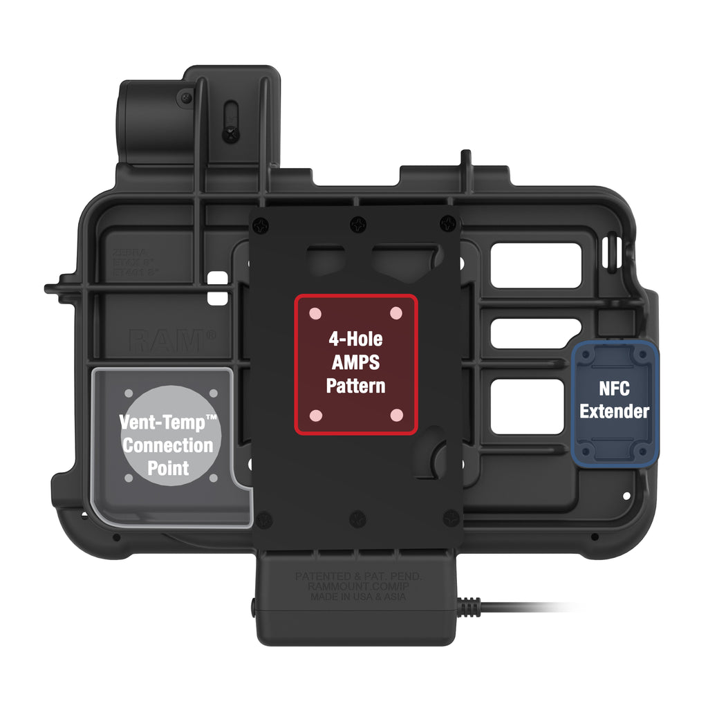 RAM-GDS-DOCK-ZE46PU:RAM-GDS-DOCK-ZE46PU_1:GDS® Thin-Dock™ for Zebra ET401 & ET4x 8" with IntelliSkin®