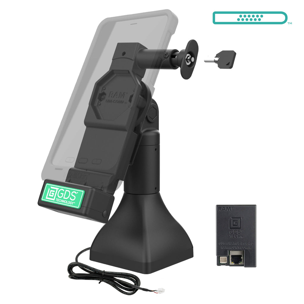 RAM-GDS-DOCKL-D11-7-U4E:RAM-GDS-DOCKL-D11-7-U4E_1:GDS® Uni-Conn™ 7" Locking Pedestal Dock with PoE