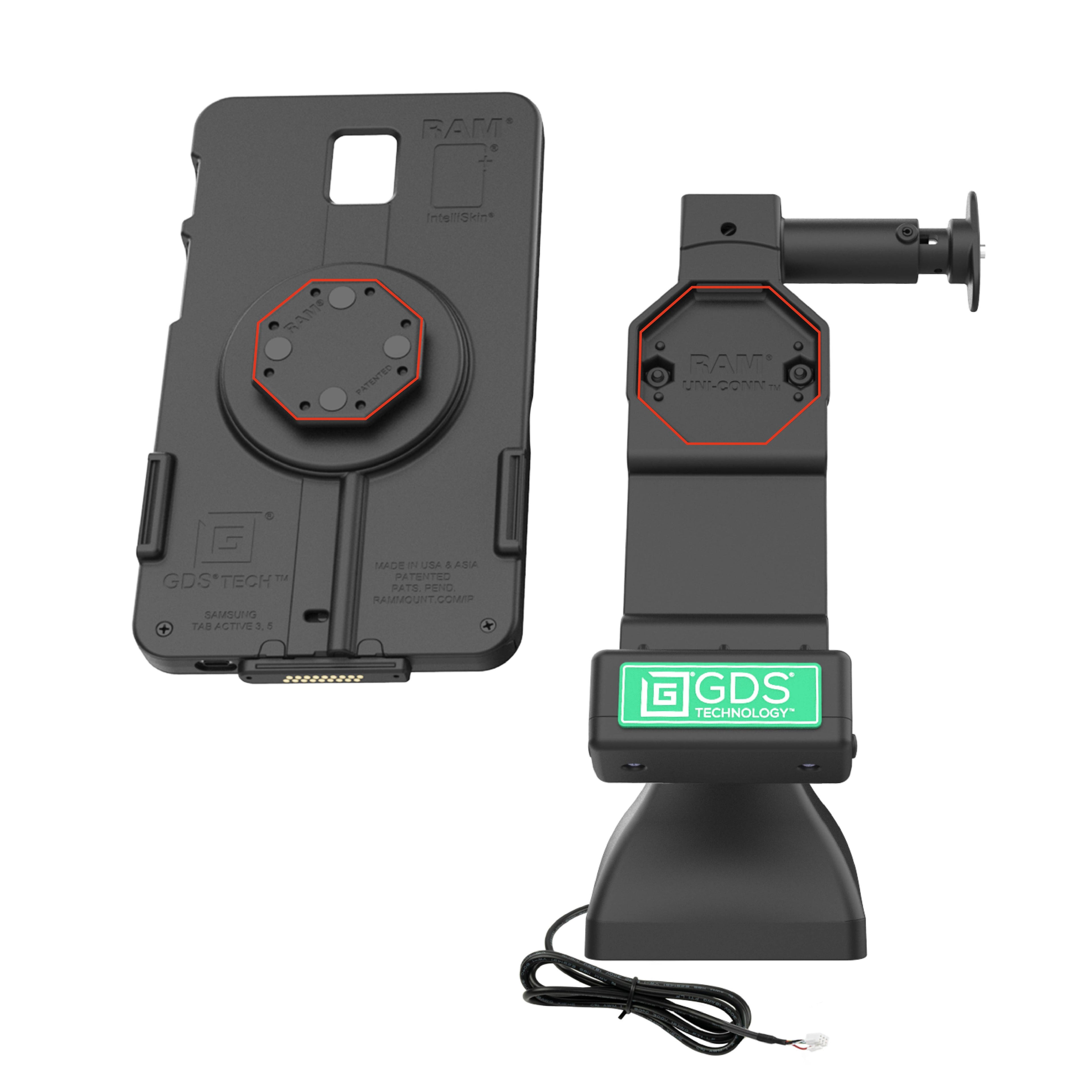 RAM-GDS-DOCKL-D11-7-U4E:RAM-GDS-DOCKL-D11-7-U4E_1:GDS® Uni-Conn™ 7" Locking Pedestal Dock with PoE