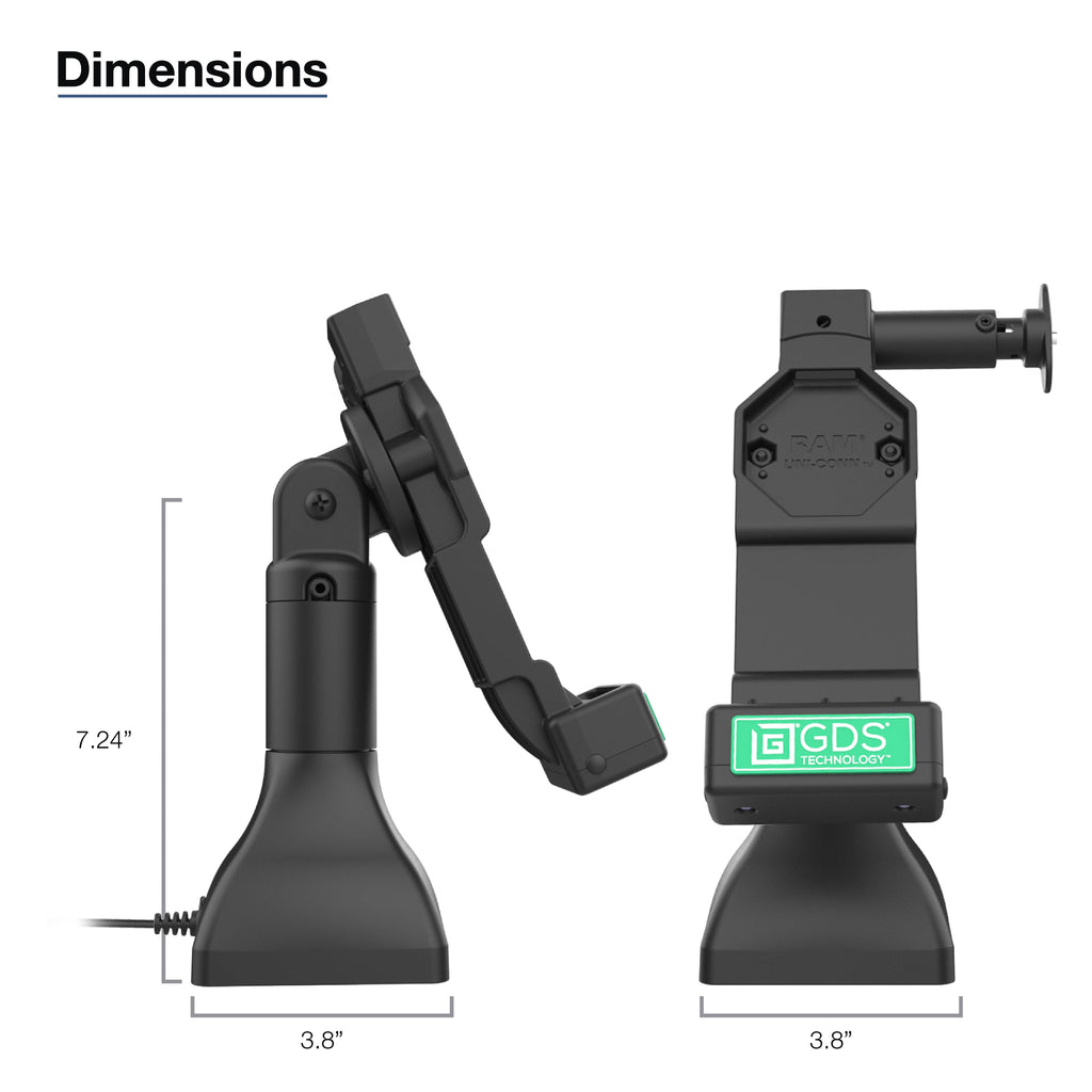 RAM-GDS-DOCKL-D11-7-U4E:RAM-GDS-DOCKL-D11-7-U4E_1:GDS® Uni-Conn™ 7" Locking Pedestal Dock with PoE