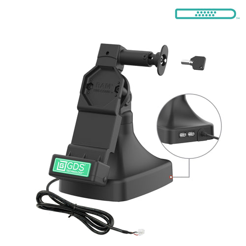 RAM-GDS-DOCKL-D14-U4E-2A:RAM-GDS-DOCKL-D14-U4E-2A_1:GDS® Uni-Conn™ Locking Tilt & Swivel Dock with PoE + Data