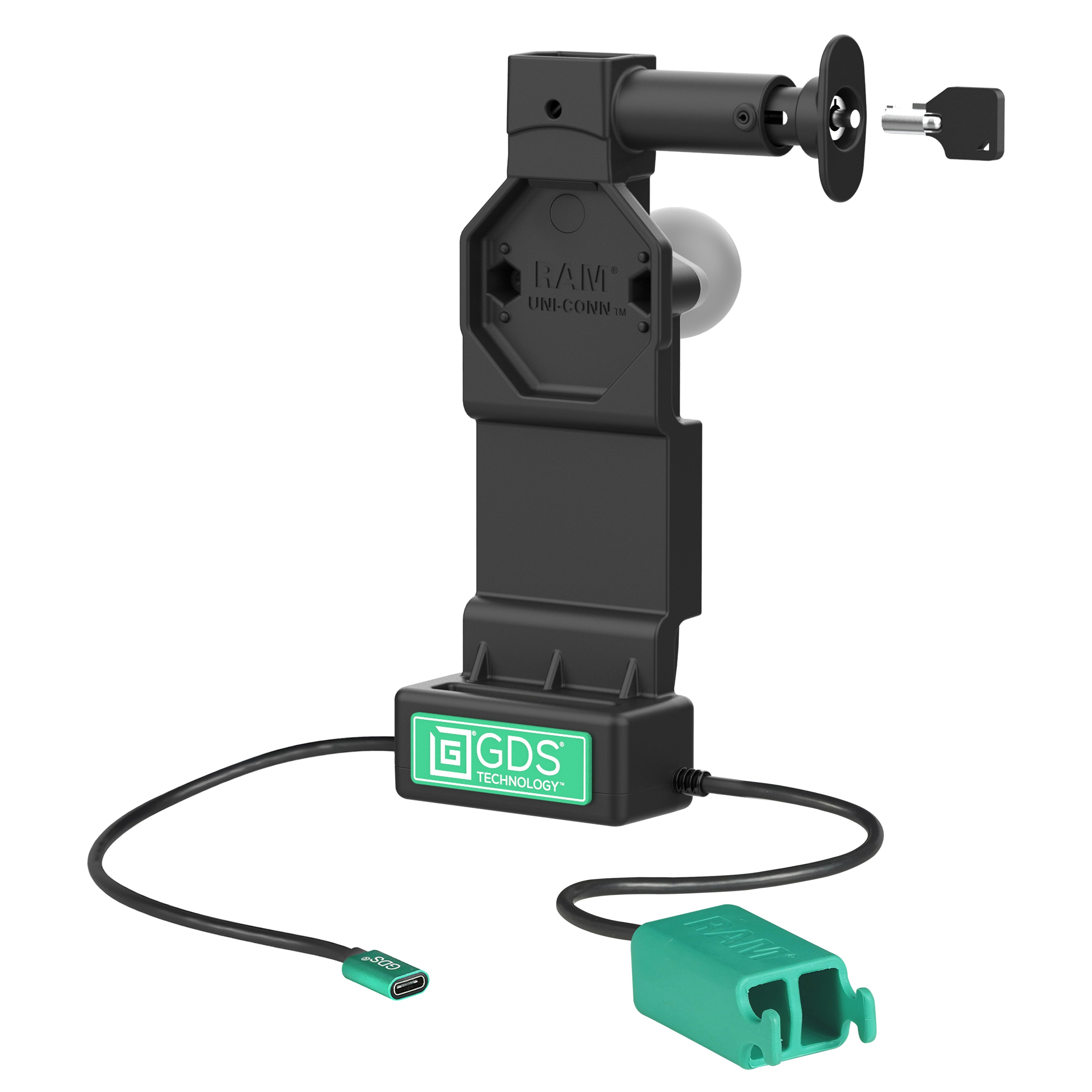 RAM-GDS-DOCKL-U4CD2U:RAM-GDS-DOCKL-U4CD2U_1:GDS® Uni-Conn™ Locking Dock + Dual USB-A with Release Button