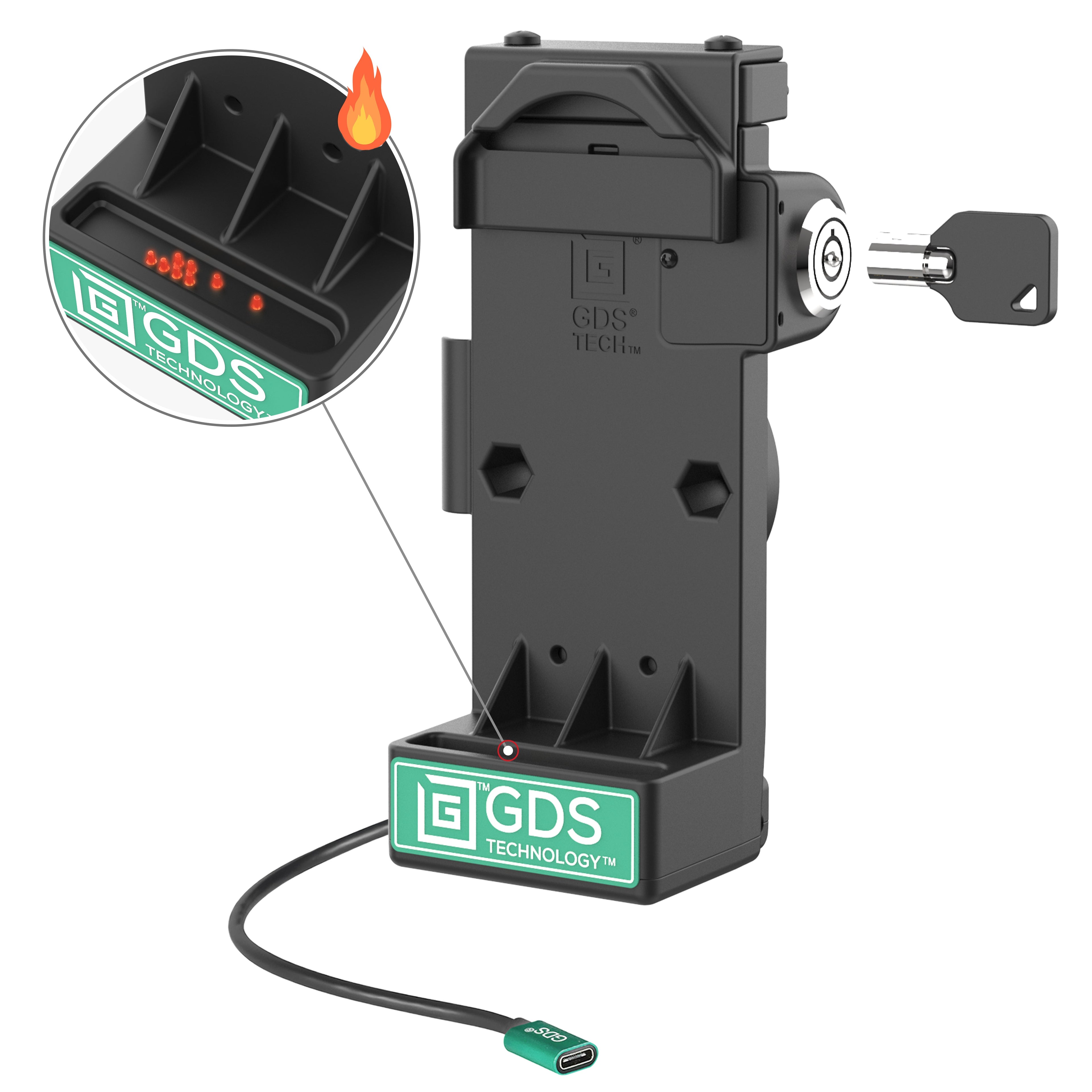 RAM-GDS-DOCKL-V12-U1CPHU:RAM-GDS-DOCKL-V12-U1CPHU_1:GDS® Uni-Conn™ Locking Spring Loaded Powered Dock - Heated Pins