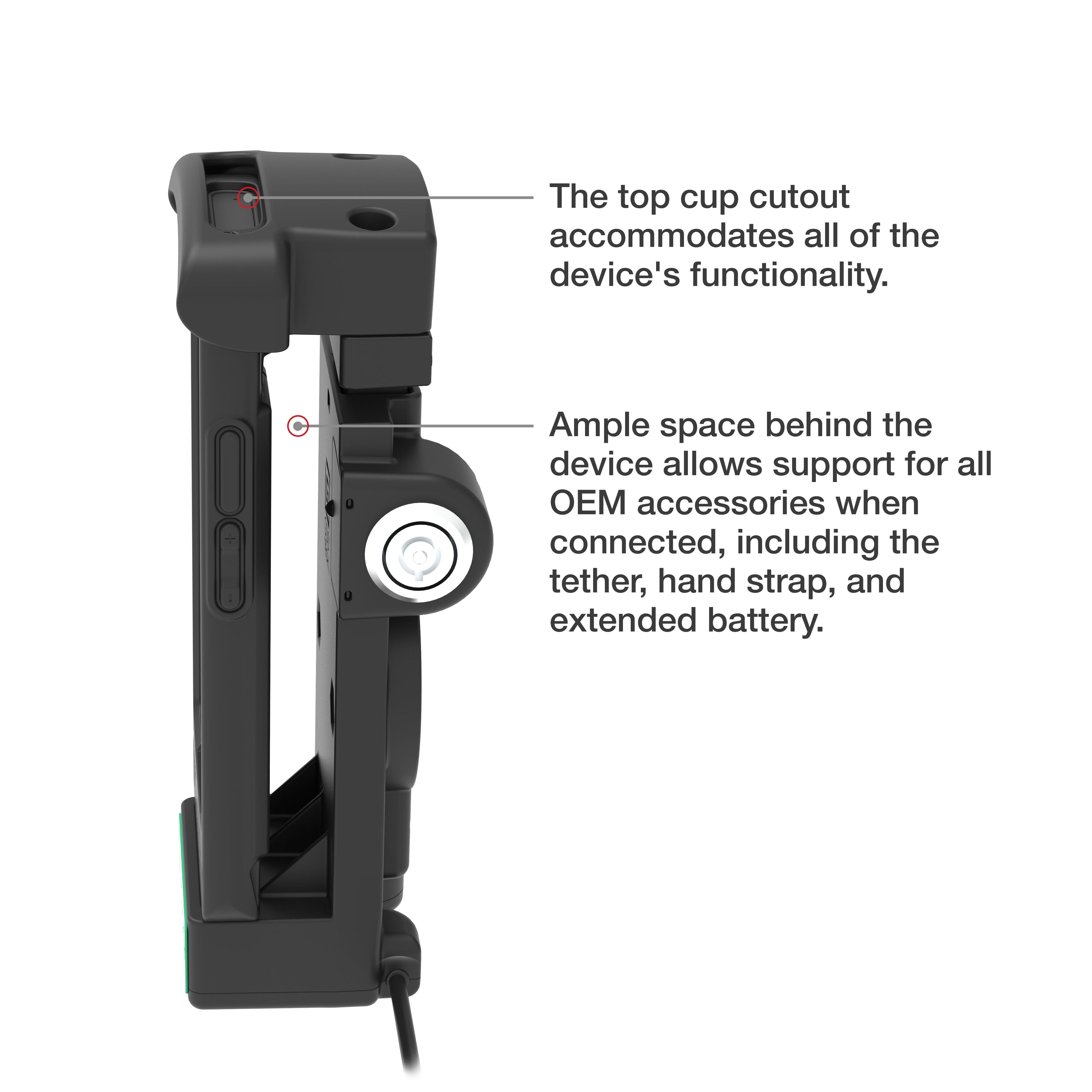 RAM-GDS-DOCKL-V12-ZE16CPDHU:RAM-GDS-DOCKL-V12-ZE16CPDHU_1:GDS® Locking Powered Dock + USB-A for Zebra EC50/55 - Heated Pins