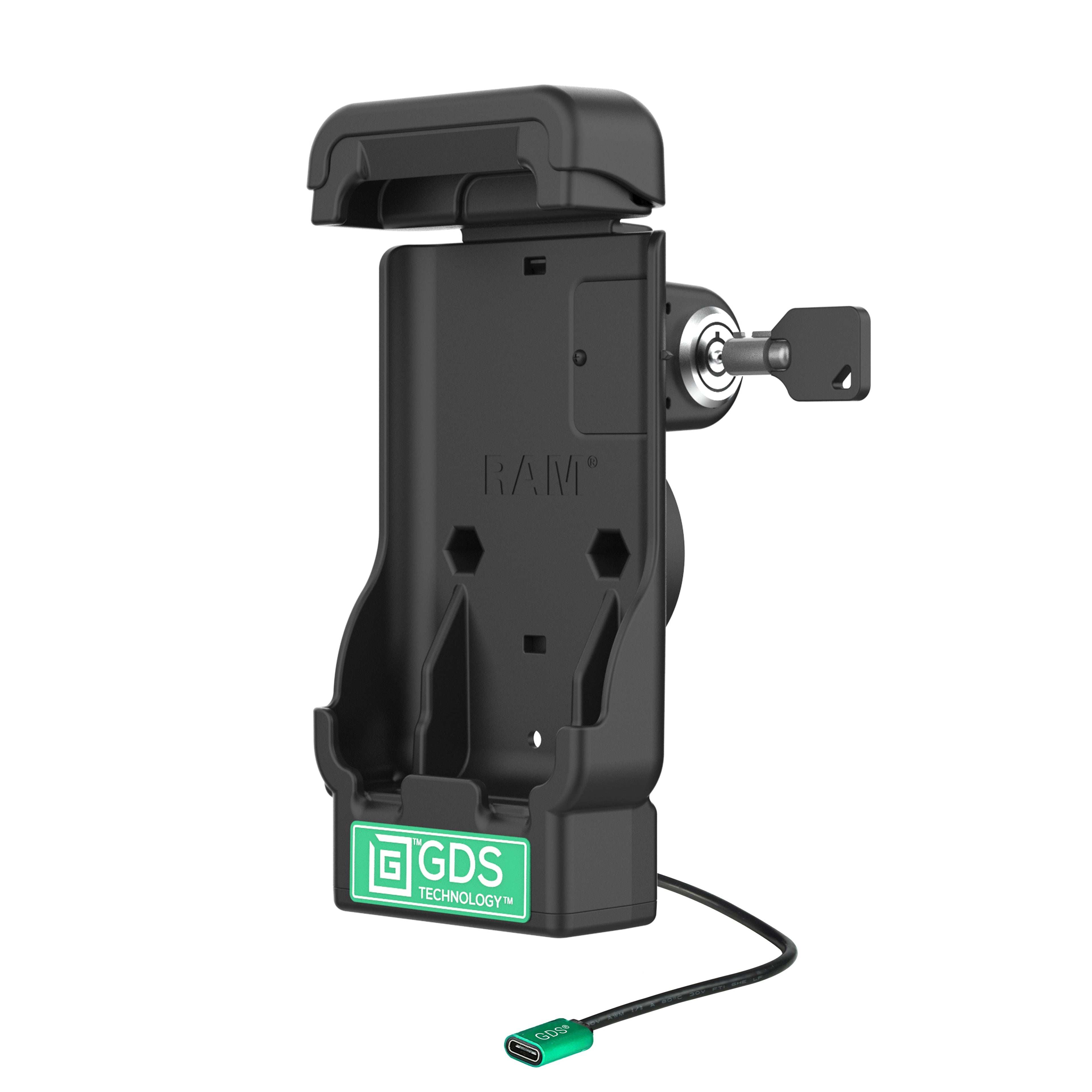 RAM-GDS-DOCKL-V15-AP4850U:RAM-GDS-DOCKL-V15-AP4850U_1:GDS® Powered Locking Dock for iPhone 16 & 16 Pro with IntelliSkin®