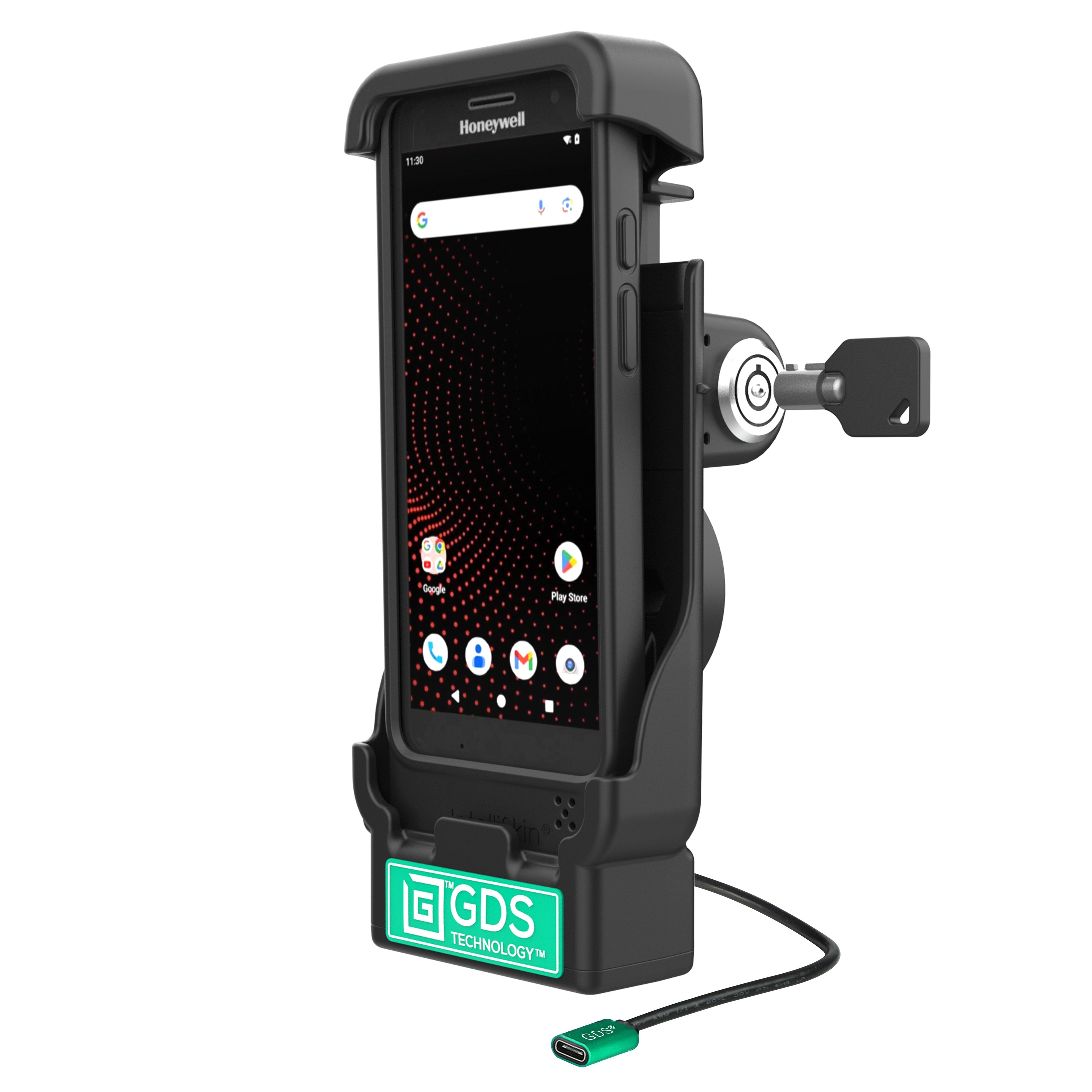 RAM-GDS-DOCKL-V15-CU:RAM-GDS-DOCKL-V15-CU_1:GDS® Powered Locking Vehicle Dock for Honeywell CT37 with IntelliSkin®
