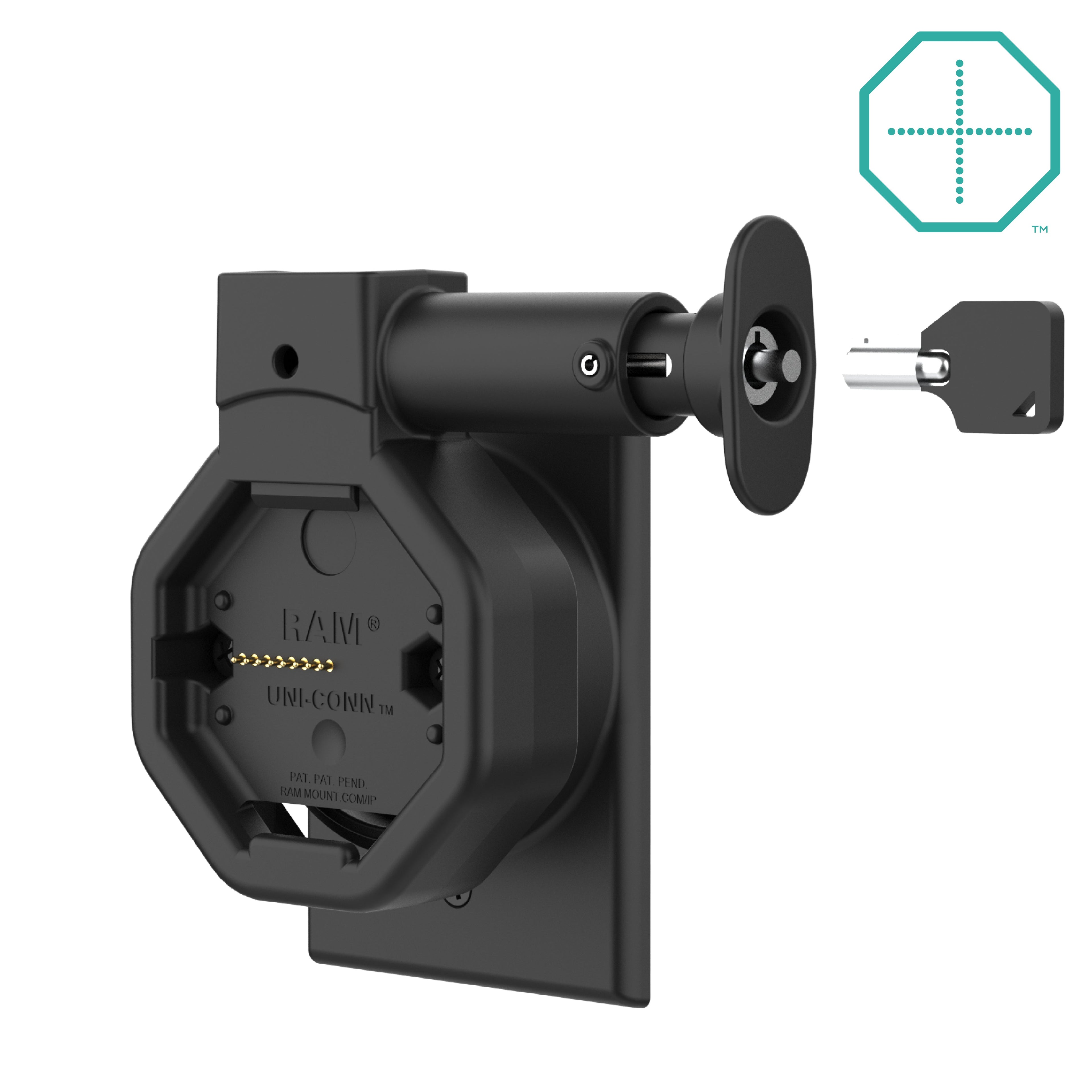 RAM-GDS-DOCKL-W5-U5-POEU:RAM-GDS-DOCKL-W5-U5-POEU_1:GDS® Uni-Conn™ Powered Locking Wall Dock with PoE