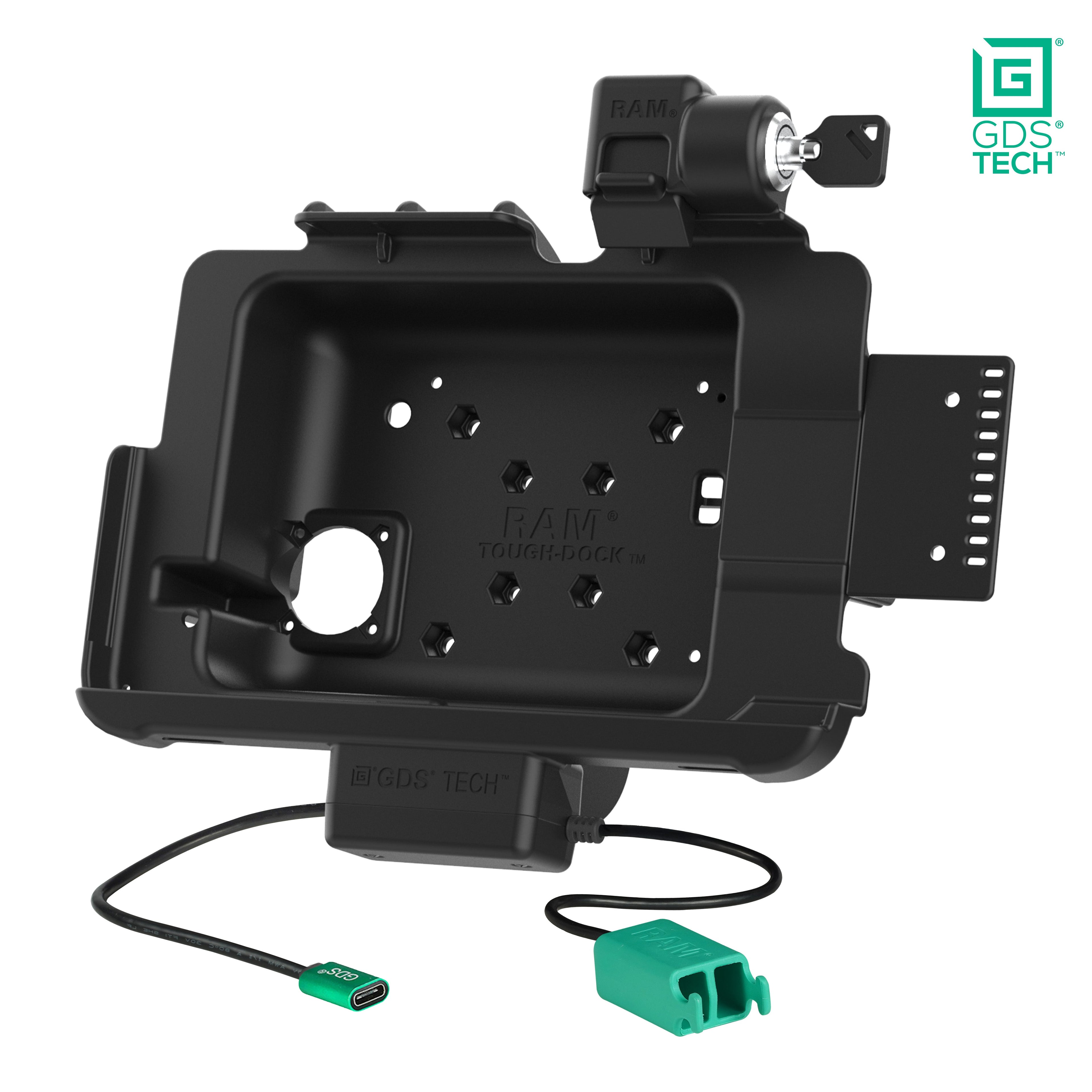 RAM-GDS-DOCKL-ZE21PD2U:RAM-GDS-DOCKL-ZE21PD2U_1:Locking GDS® Dock + Dual USB for Zebra ET401 10" with IntelliSkin®