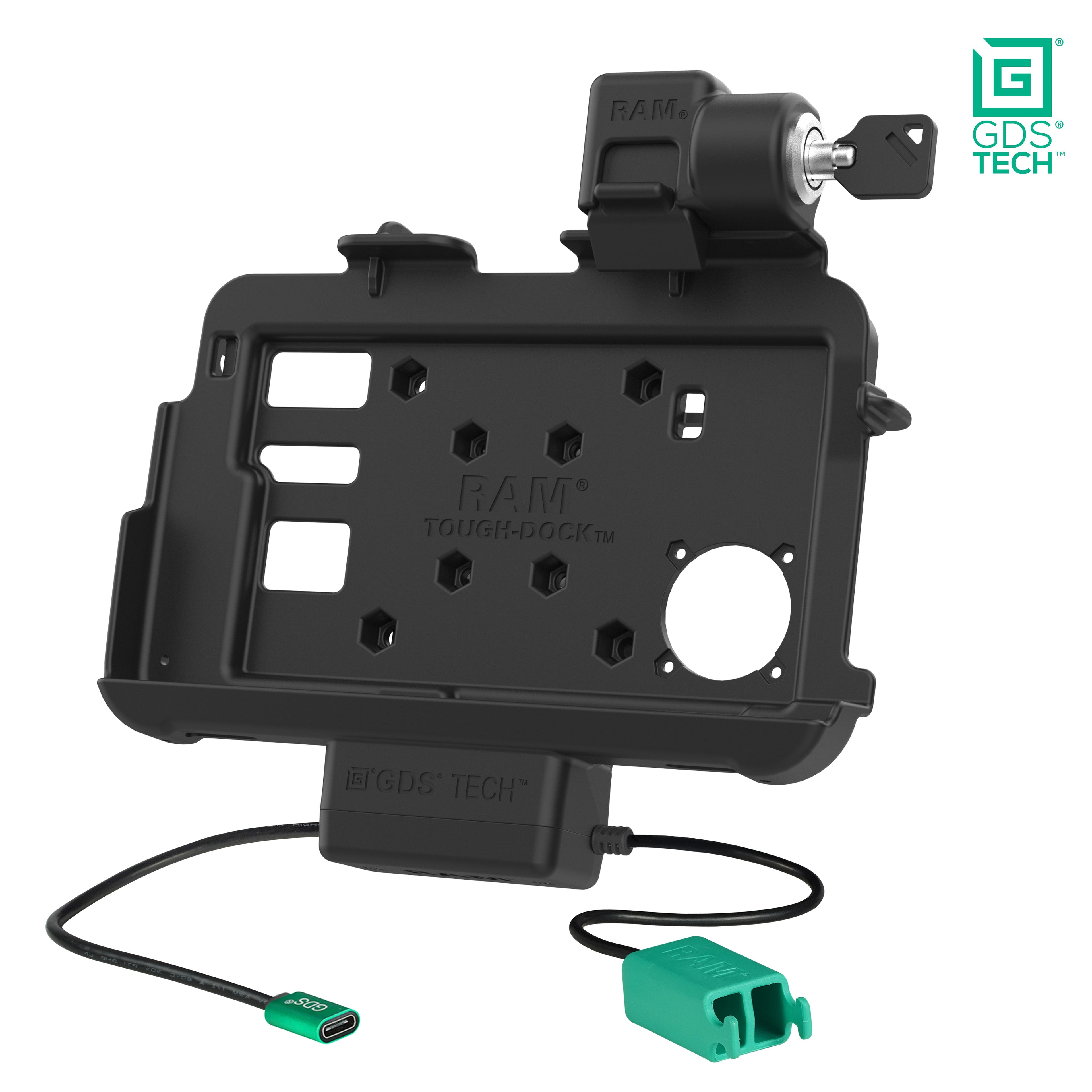 RAM-GDS-DOCKL-ZE46PD2U:RAM-GDS-DOCKL-ZE46PD2U_1:Locking GDS® Thin-Dock™ + Dual USB for Zebra ET401 8" with IntelliSkin®